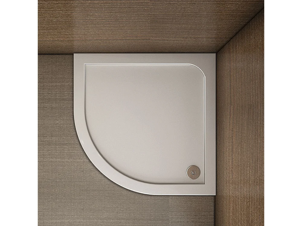 Piatto Doccia Semicircolare 80x80cm in Pietra Artificiale Ultra Sottile 3 cm Bianco Lucido Antiscivolo Antibatterico Piletta e Tubo inclusi