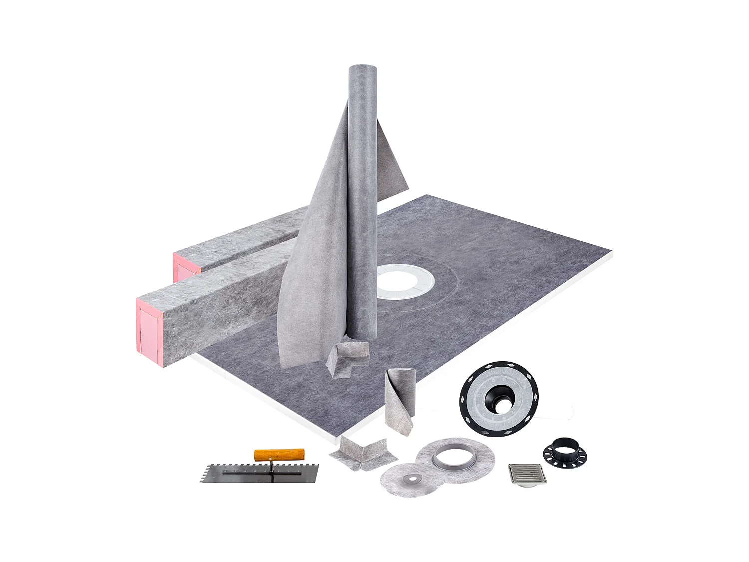 Receveur de Douche Étanche SucceBuy, 122 x 183 cm, avec Drain Central et Bride en PVC