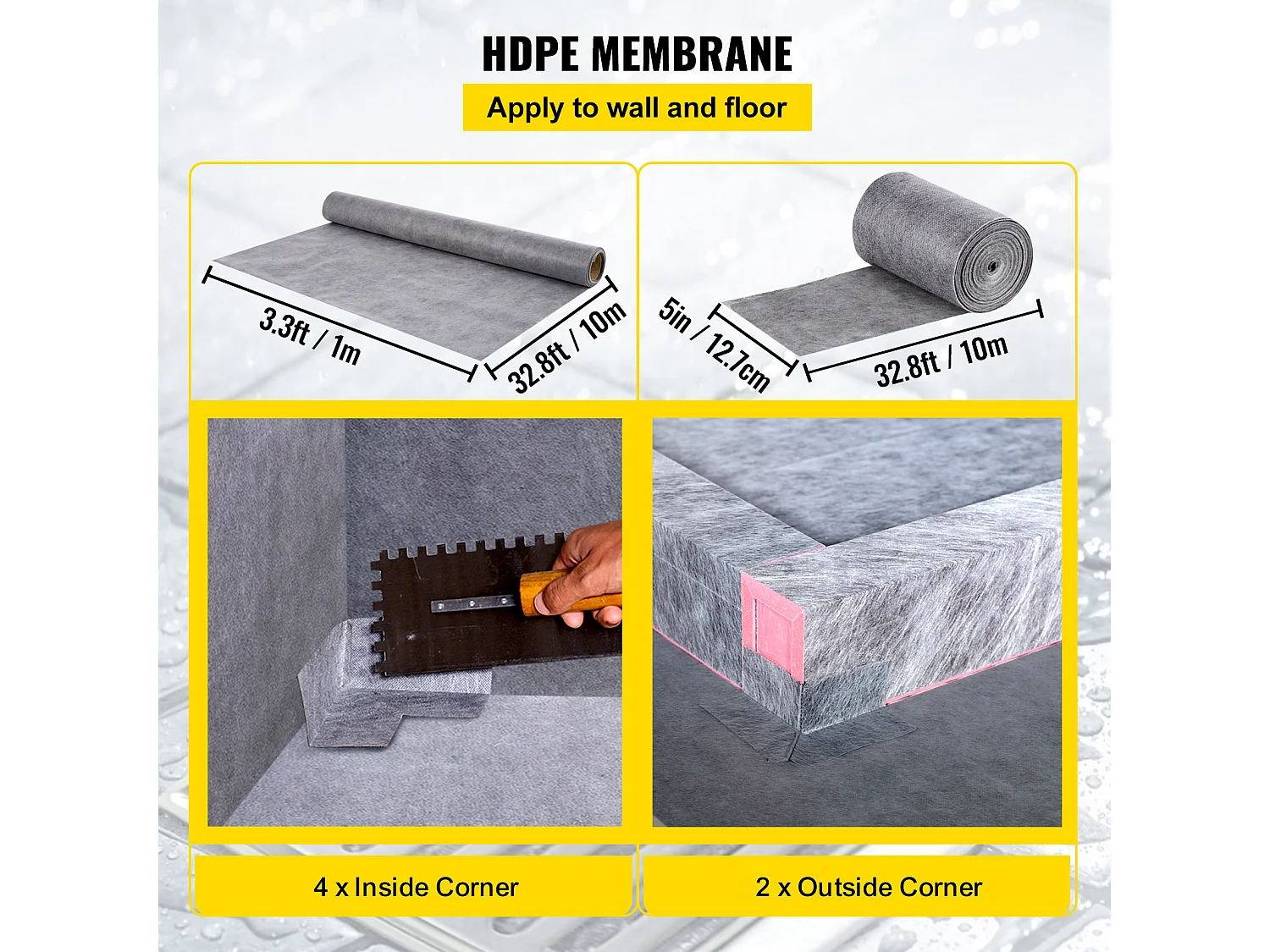 Receptor de Ducha Impermeable SucceBuy, 122 x 183 cm, con Desagüe Central y Abrazadera de PVC