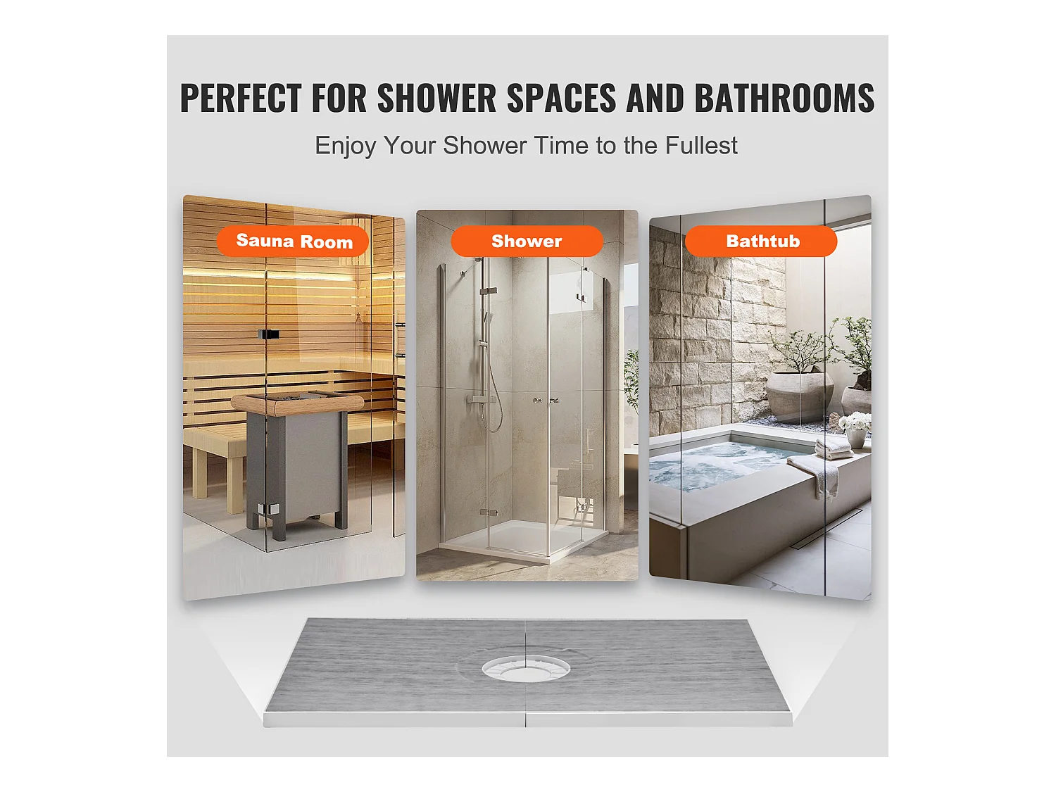 Kit  de Receveur de Douche Étanche SucceBuy, 122 x 183 cm, avec Drain Central, pour l'Installation dans la Salle de Bain