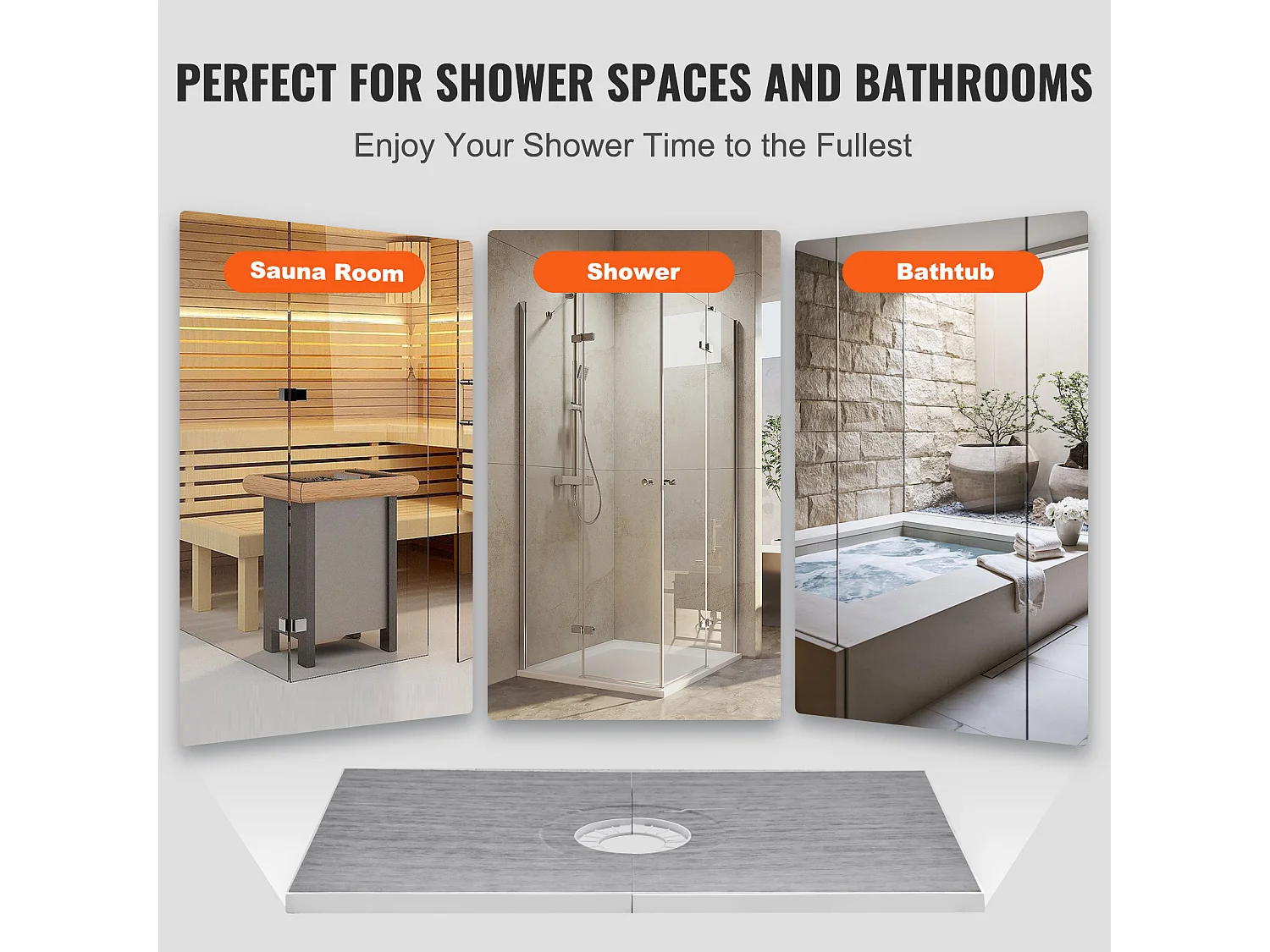 Wasserdichter Duschablauf-Kit SucceBuy, 122 x 183 cm, mit Zentralem Ablauf, für die Installation im Badezimmer