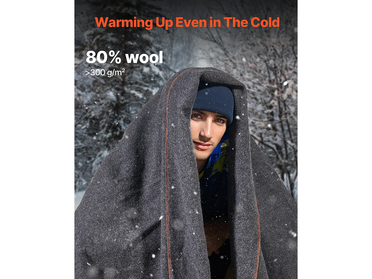 Wollen Campingdeken SucceBuy 162,56 cm x 223,52 cm Lichtgrijs Warm voor Buiten