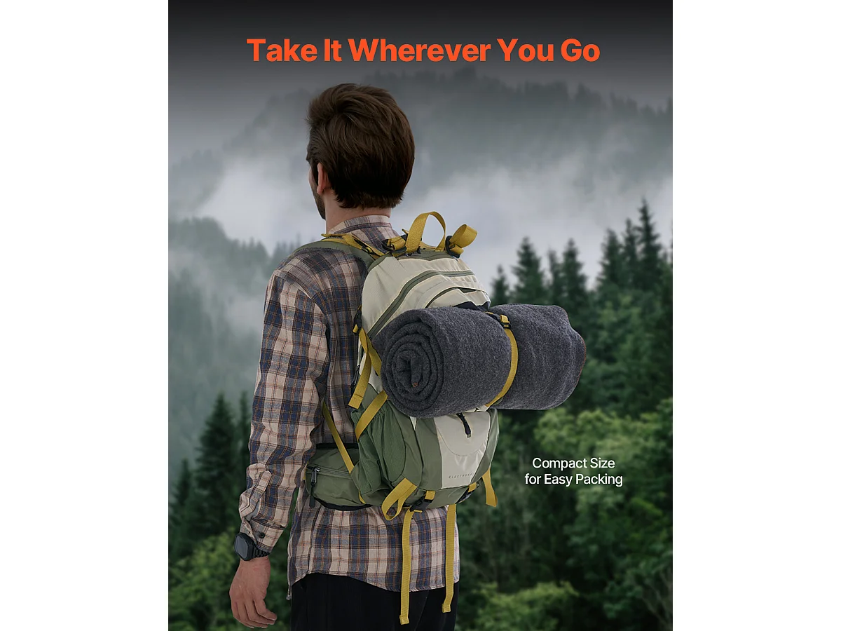 Wollen Campingdeken SucceBuy 162,56 cm x 223,52 cm Lichtgrijs Warm voor Buiten