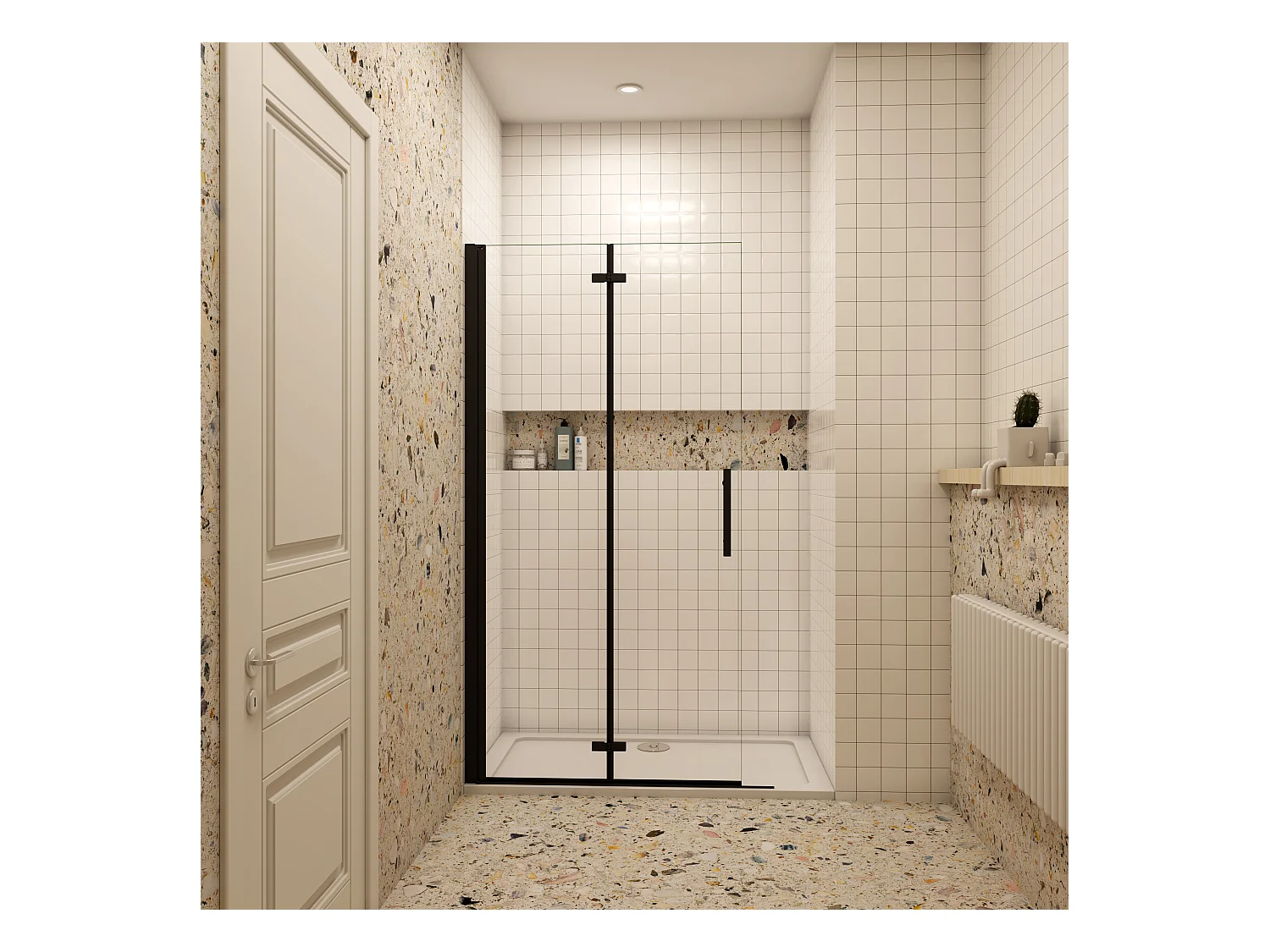 195cm Duschewand Walk-in Duschabtrennung Faltwand