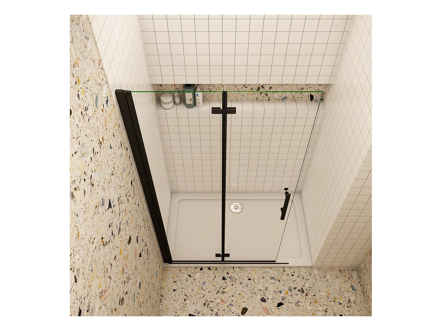 195cm Duschewand Walk-in Duschabtrennung Faltwand