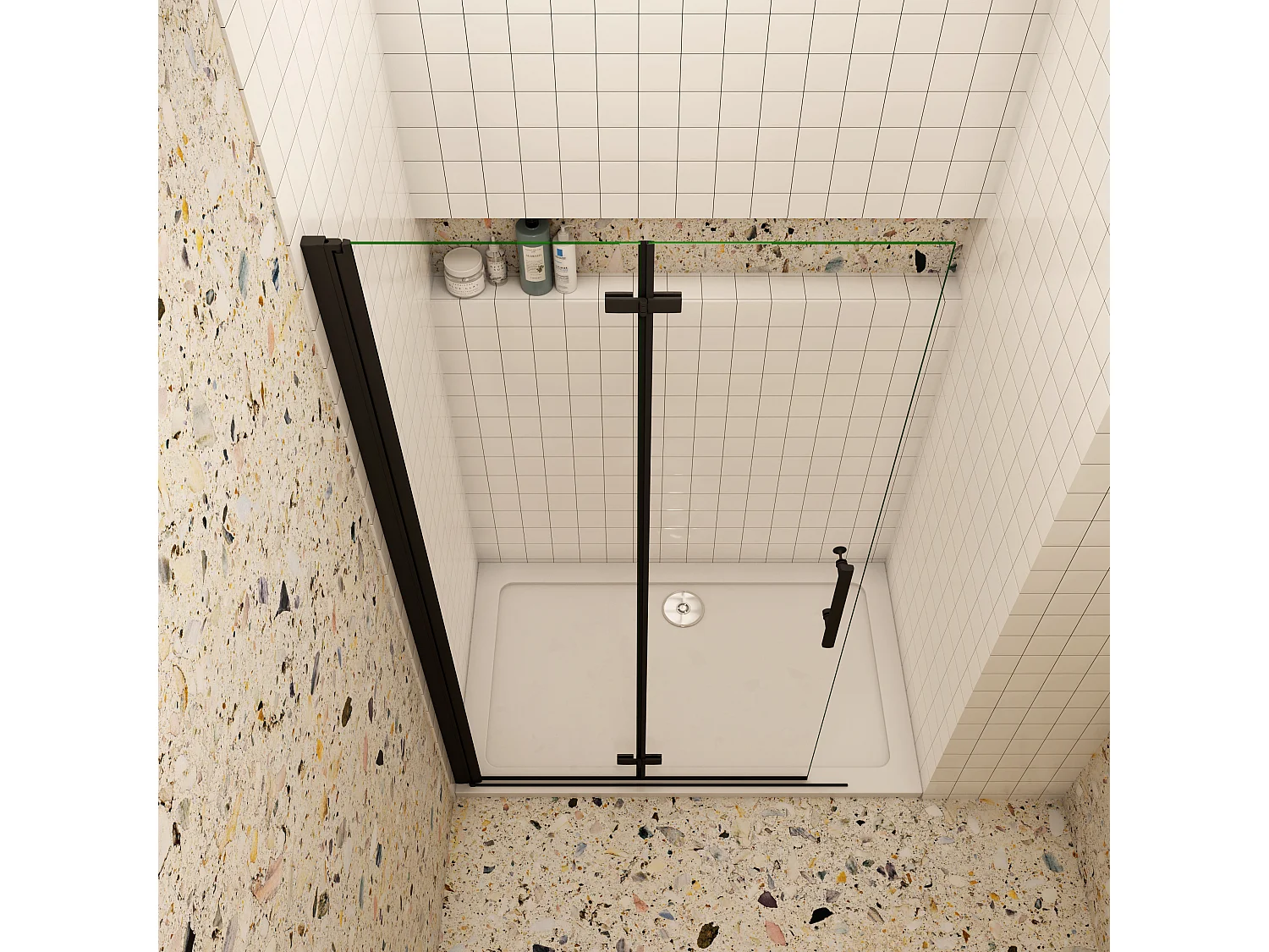 195cm Duschewand Walk-in Duschabtrennung Faltwand