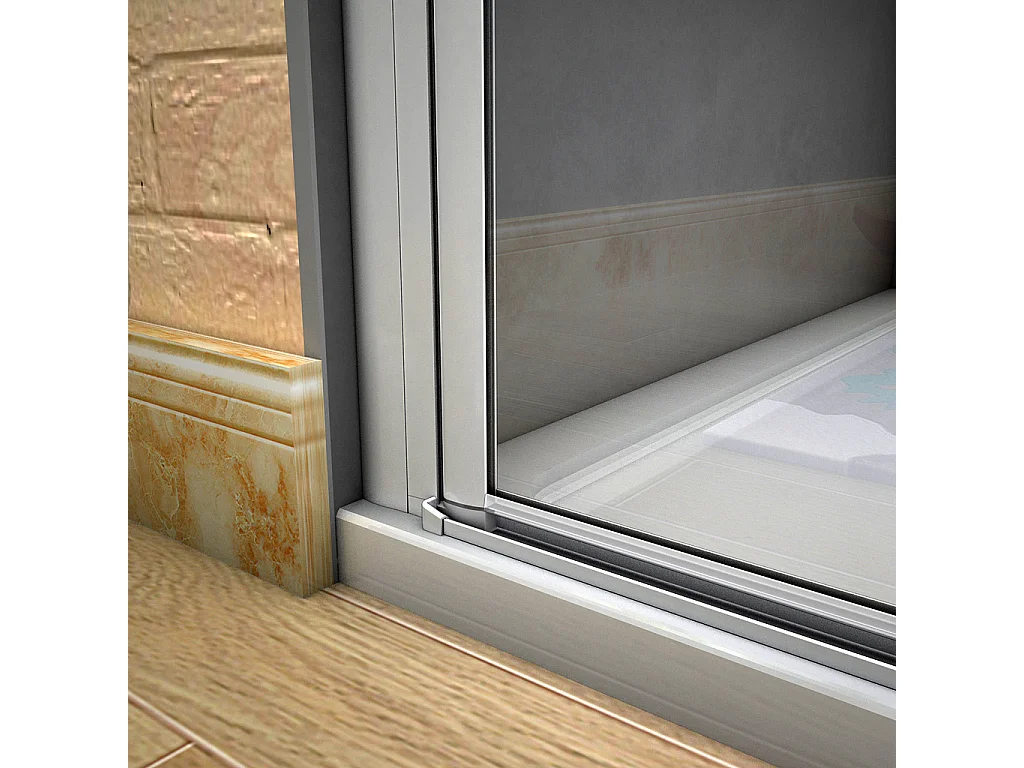 185 cm Box doccia per Nicchia Porta Battente 2 Ante Saloon Vetro Temperato 5 mm Trasparente Profilo in Alluminio Argento Opaco 120 cm