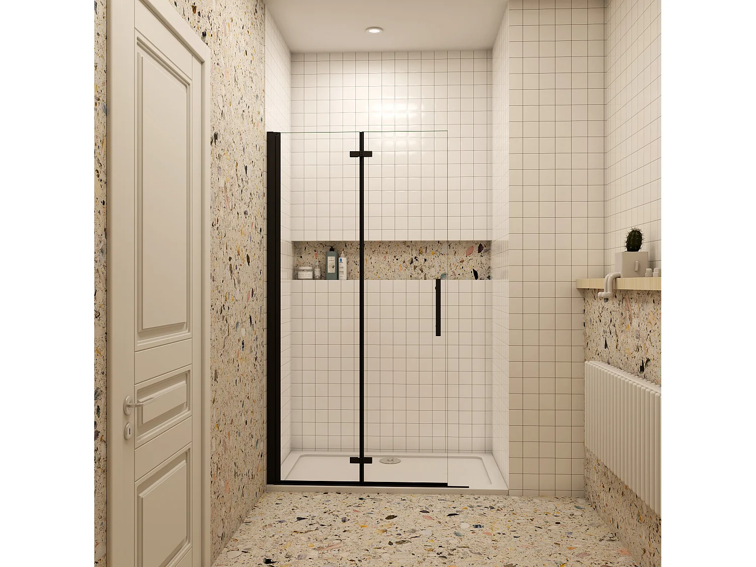 195cm Duschewand Walk-in Duschabtrennung Faltwand