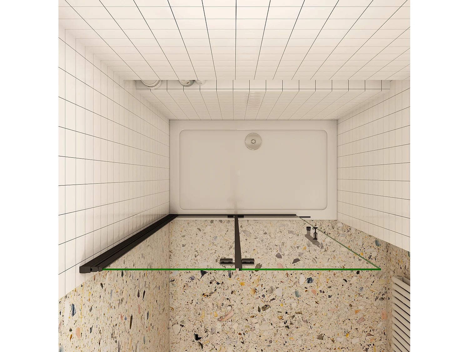 195cm Duschewand Walk-in Duschabtrennung Faltwand