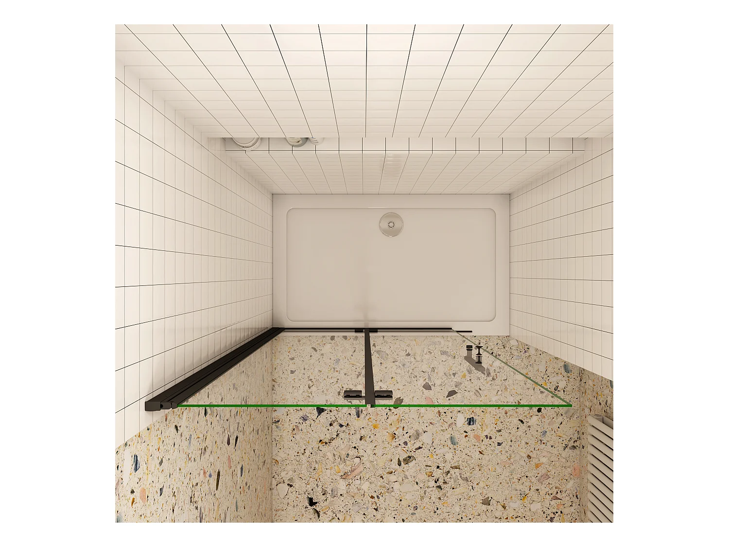 195cm Duschewand Walk-in Duschabtrennung Faltwand