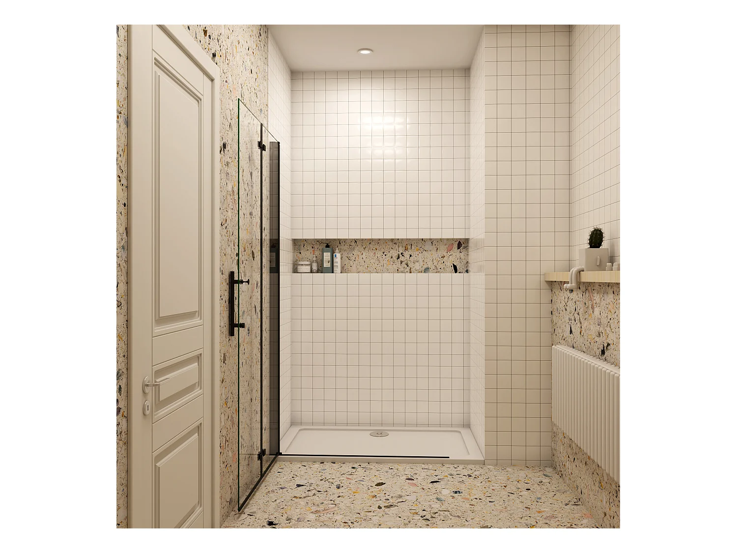 195cm Duschewand Walk-in Duschabtrennung Faltwand