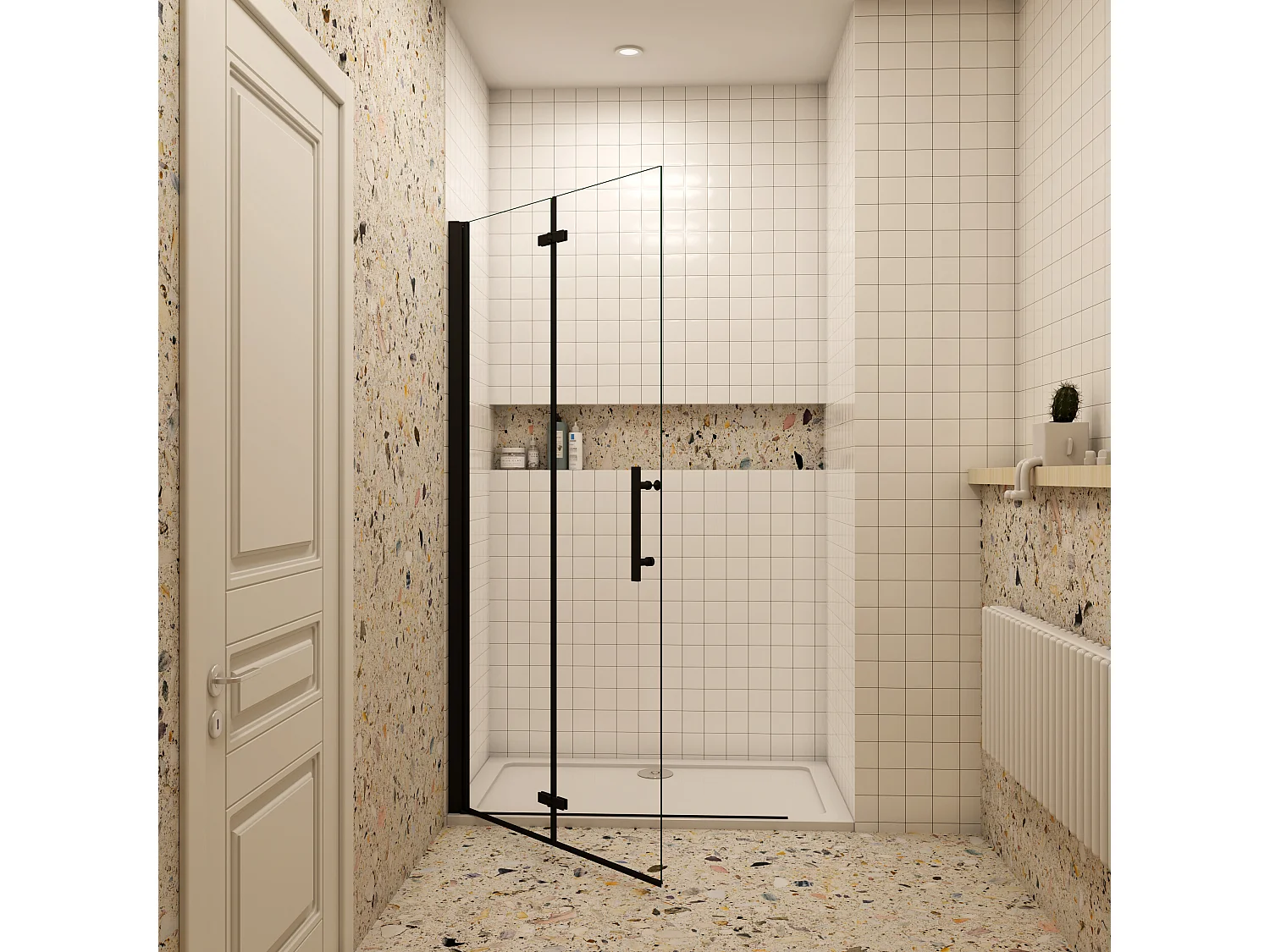 195cm Duschewand Walk-in Duschabtrennung Faltwand