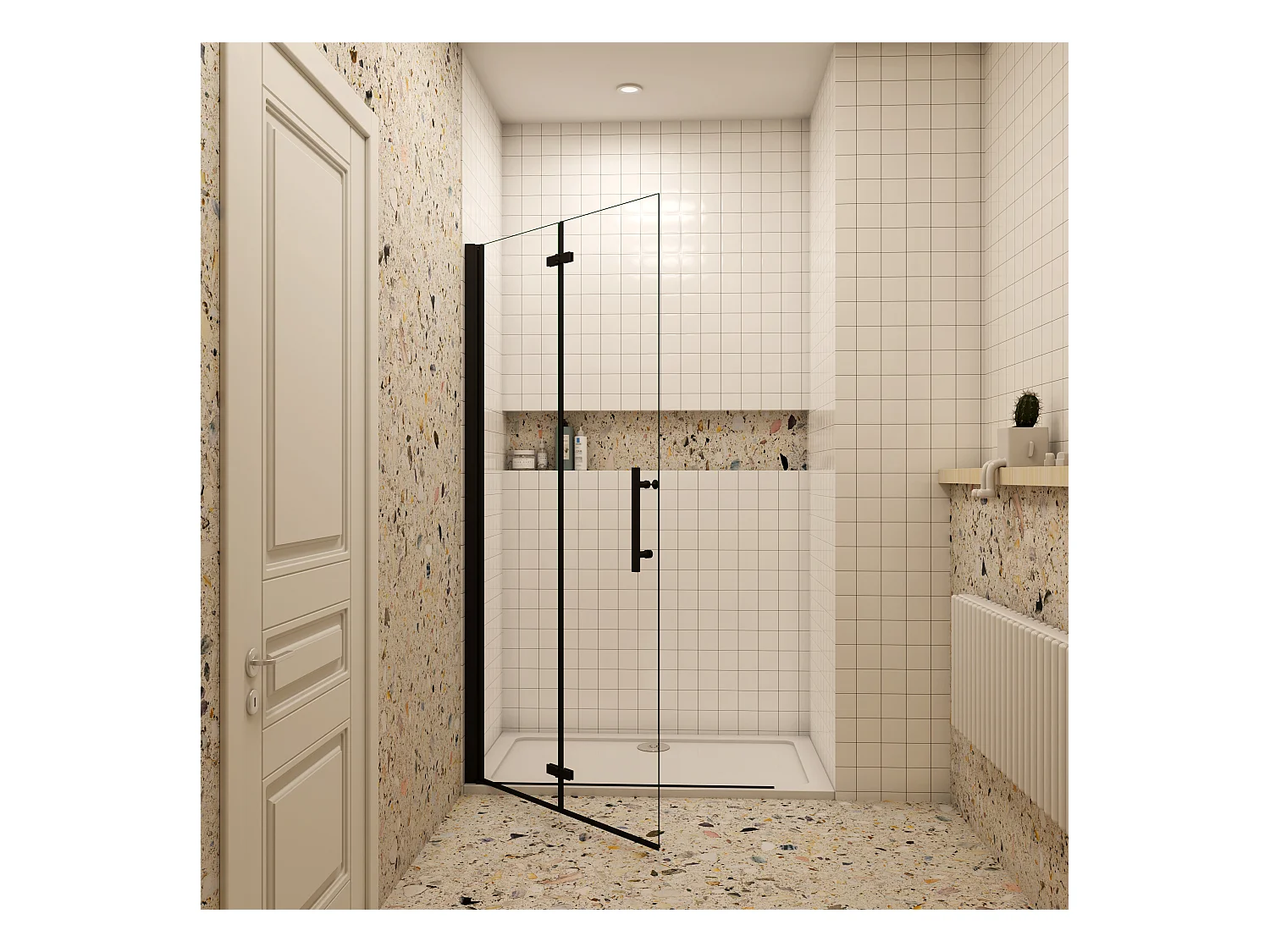 195cm Duschewand Walk-in Duschabtrennung Faltwand