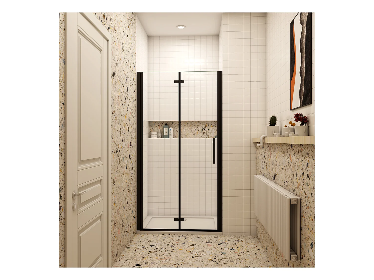 195cm Duschewand mit NANO-Beschichtung Duschabtrennung Faltwand