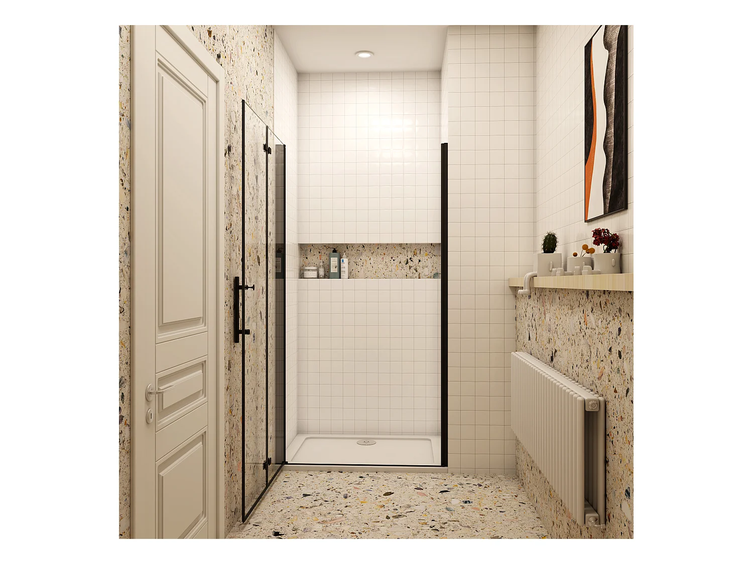 195cm Duschewand mit NANO-Beschichtung Duschabtrennung Faltwand