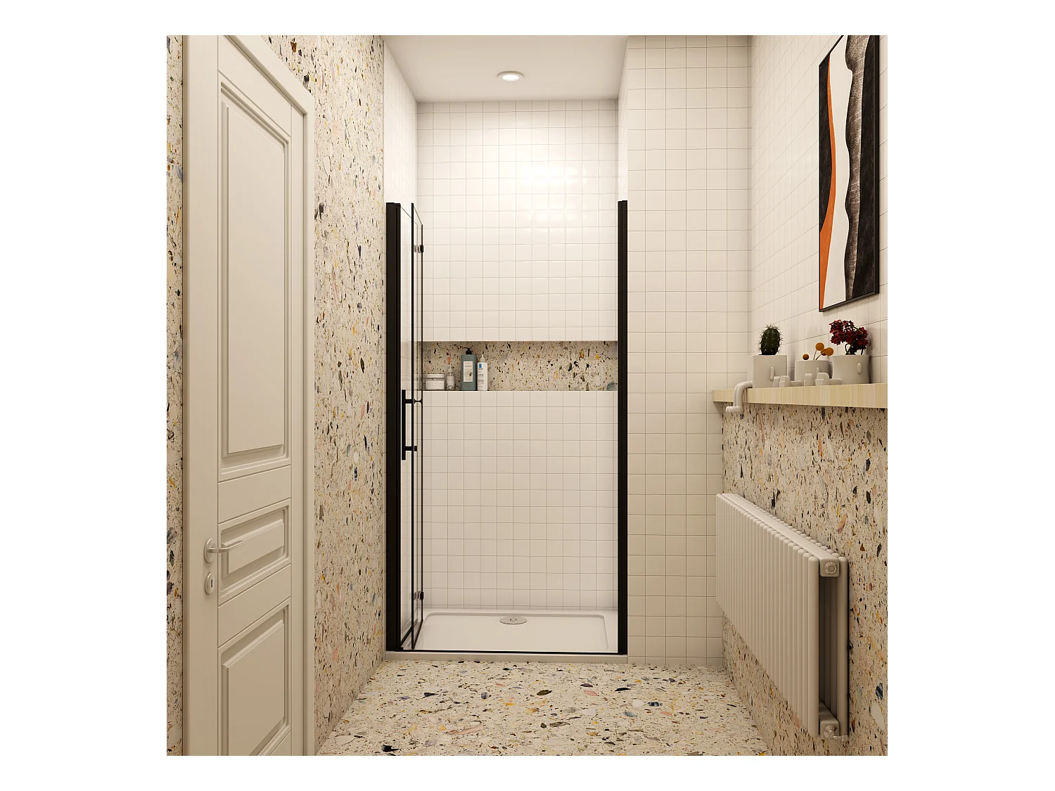 195cm Duschewand mit NANO-Beschichtung Duschabtrennung Faltwand