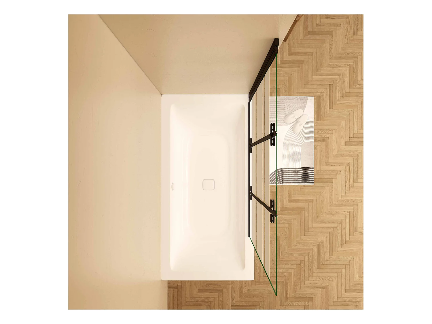 6mm  Streifen Glas Glaswand Badewannenaufsatz schwarz