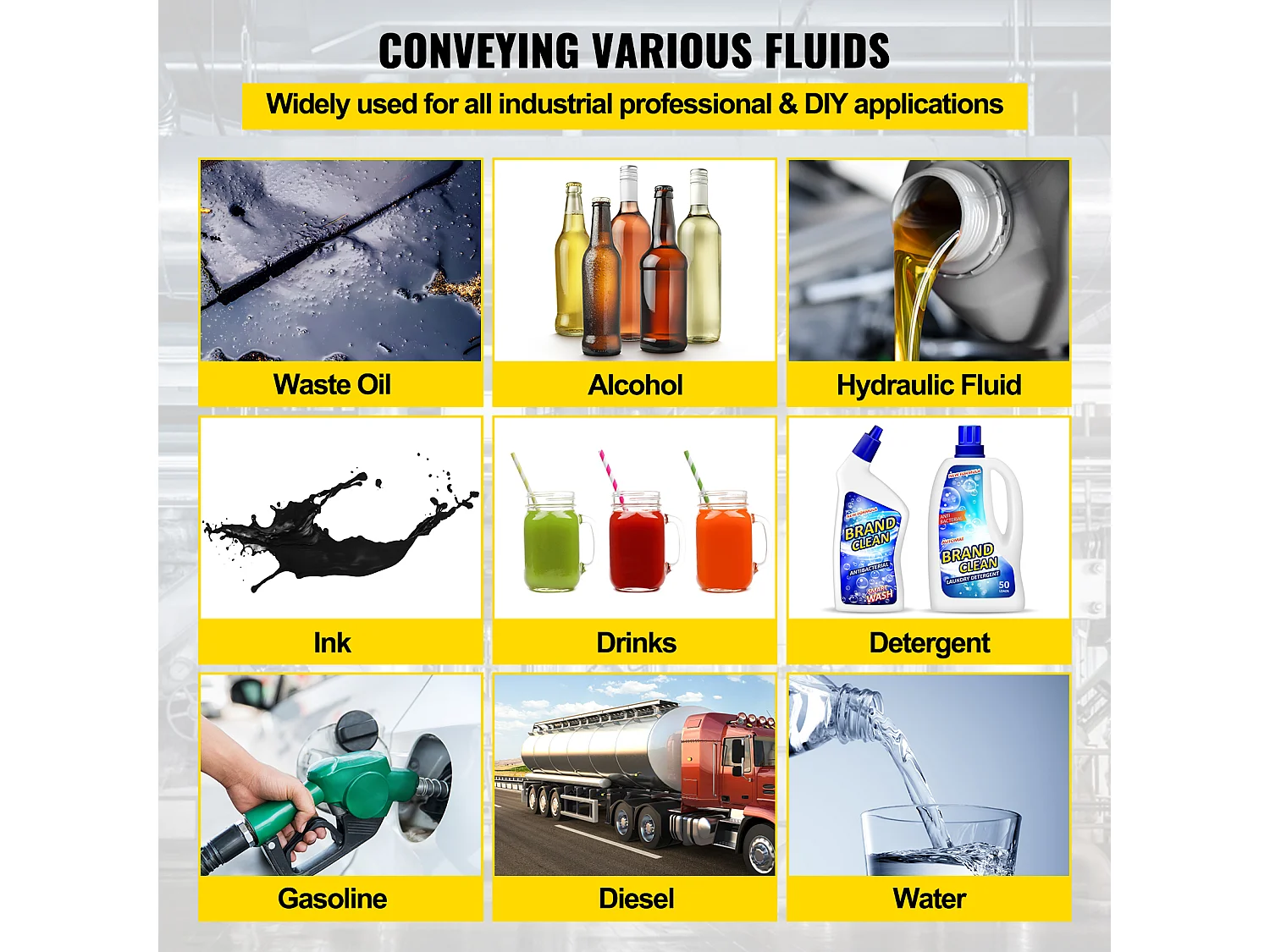 Pompe SucceBuy à Double Membrane Pneumatique 75 GPM, Entrée et Sortie 5.08cm, Pompe de Transfert à Membrane en Nitrile pour Pétrole, Diesel, Huile