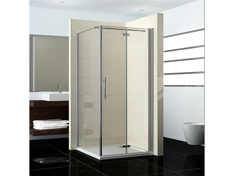 Douchecabine Opvouwbare 80x70x195cm 6mm NANO EasyClean veiligheidsglas,N-vorm:90cm stabilisator (kan worden gesneden),profiel van glanzend chroom