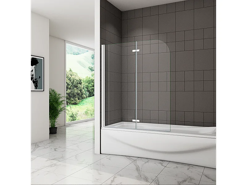 6mm 2-teilig chrom  Duschwand Trennwand Faltwand