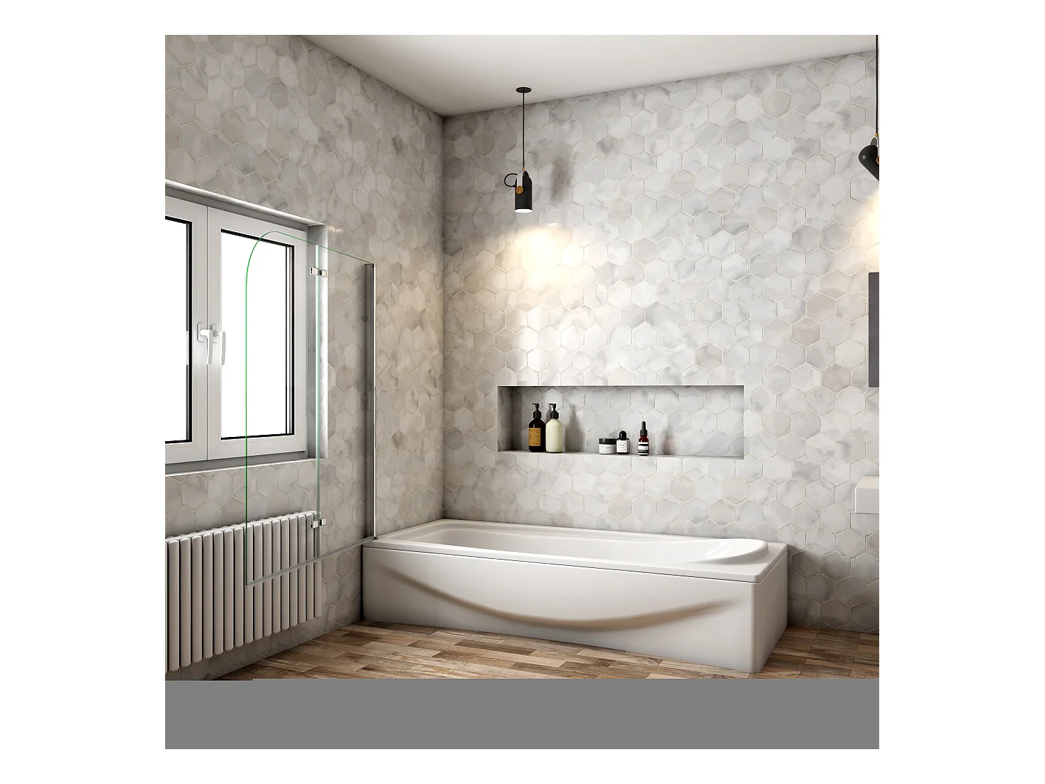 6mm 2-teilig chrom  Duschwand Trennwand Faltwand