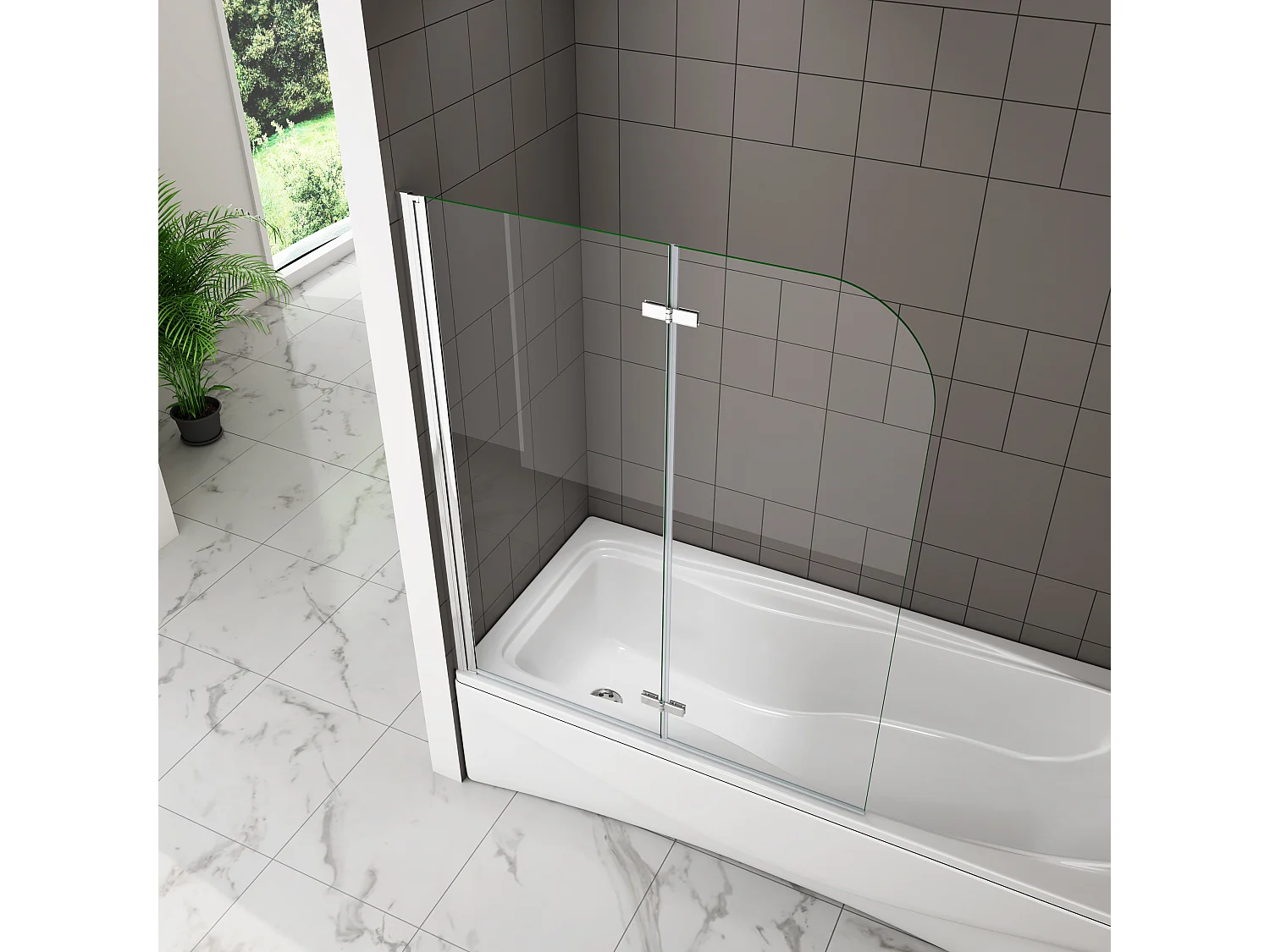 6mm 2-teilig chrom  Duschwand Trennwand Faltwand