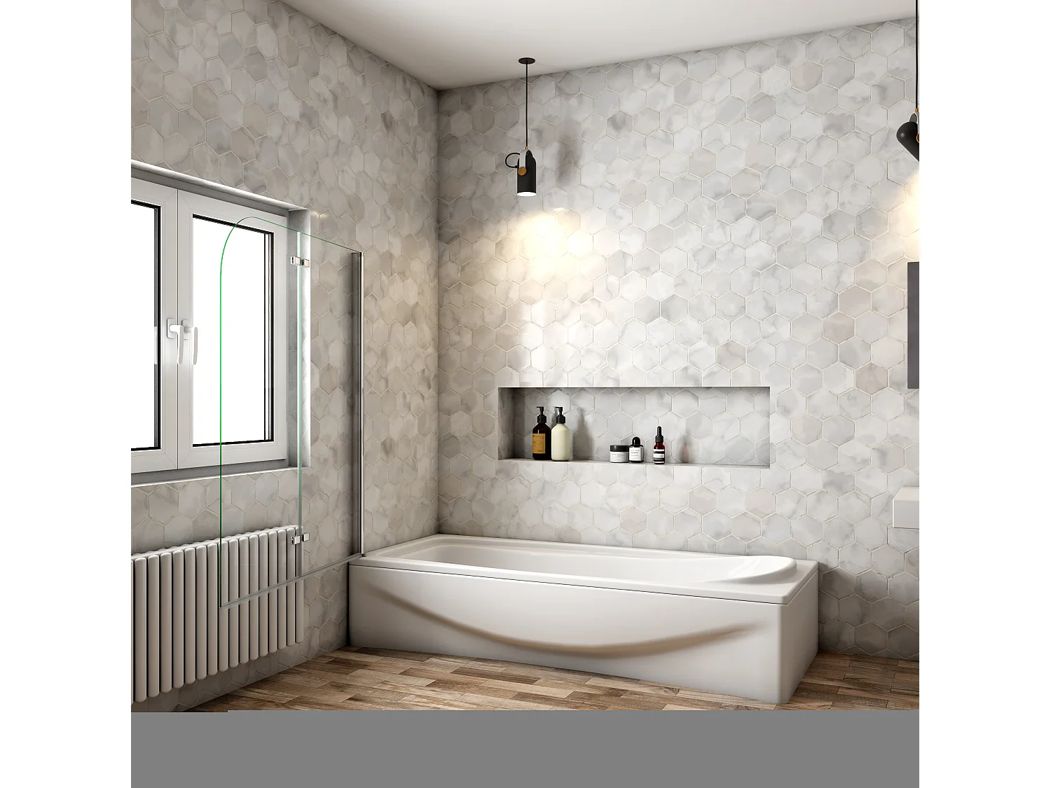 6mm 2-teilig chrom  Duschwand Trennwand Faltwand