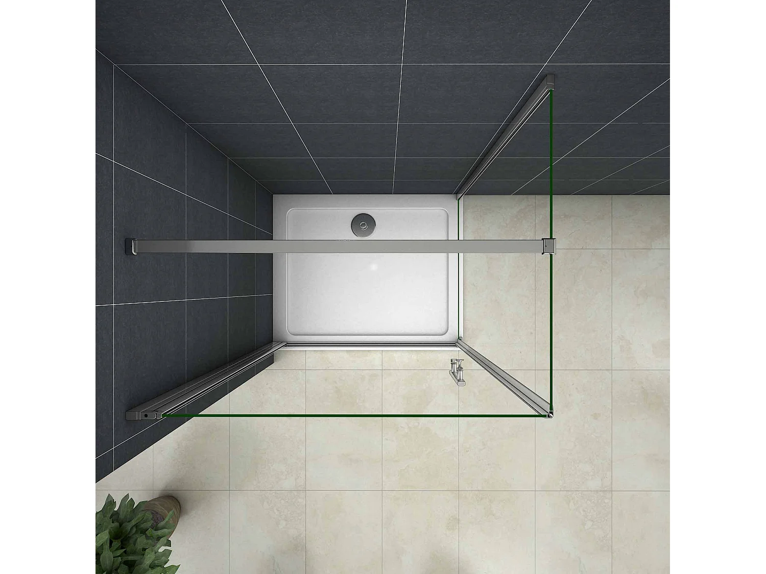 Douchecabine 70x76x195 cm,draaideur+zijwand , 6mm NANO EasyClean veiligheidsglas,chroom,90cm Stabilisatiestang