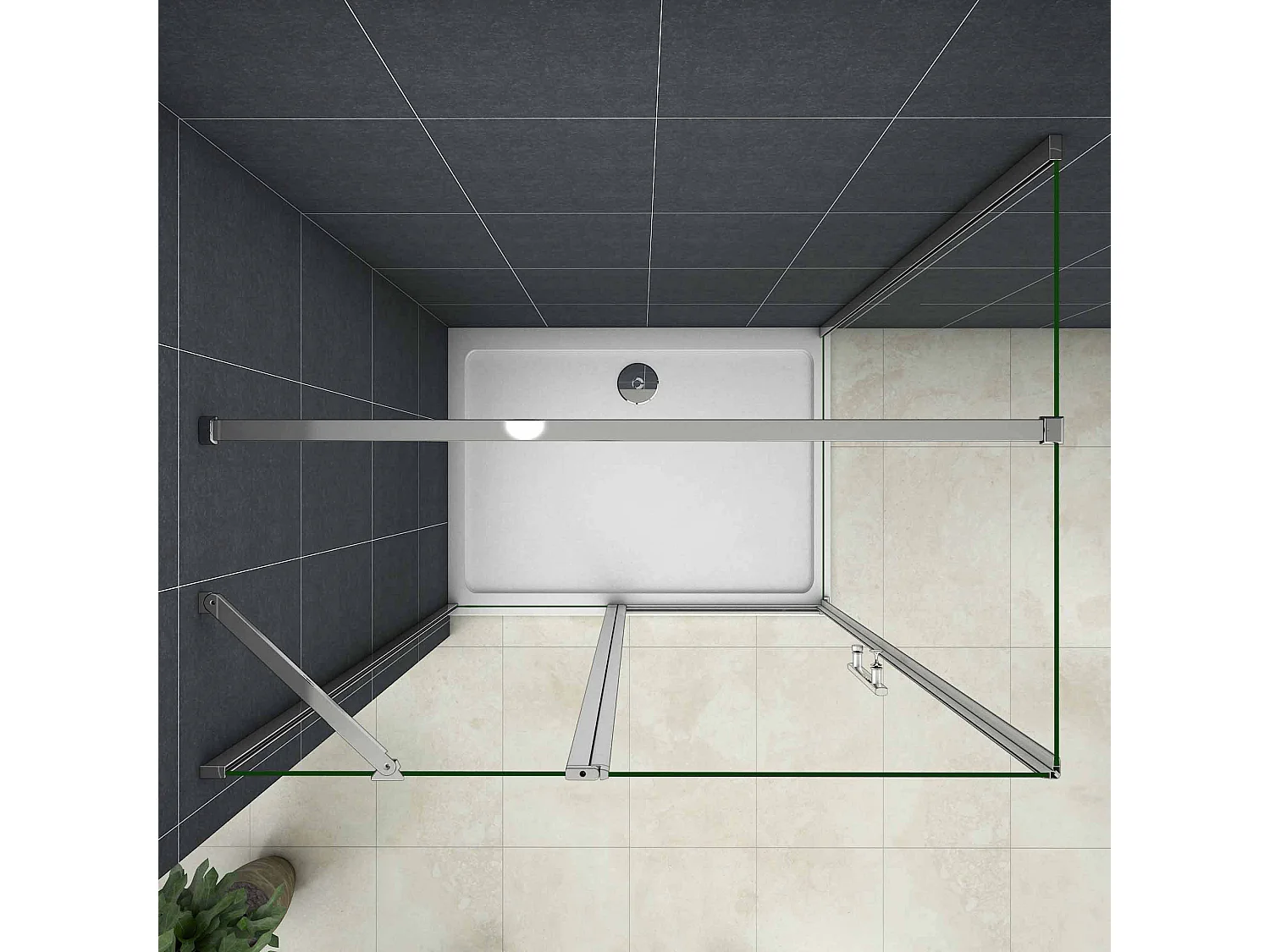 Douchecabine 120X76X195cm ,draaideur,6 mm NANO EasyClean veiligheidsglas,chroom,140cm Stabilisatiestang