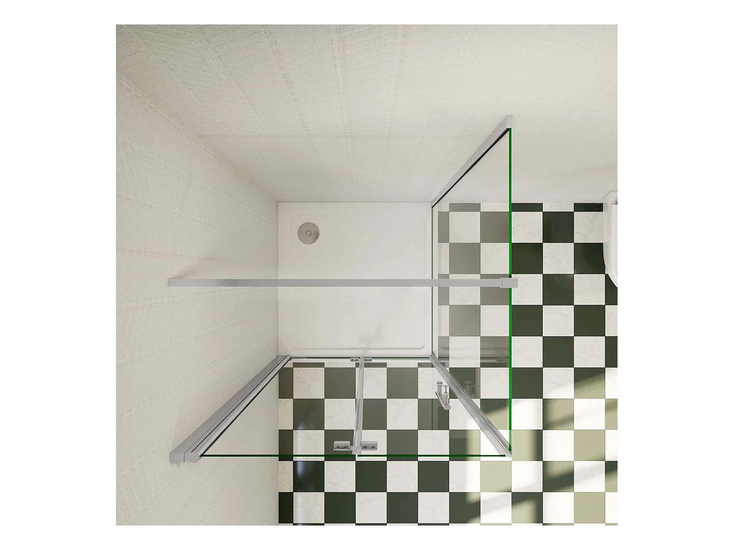 Douchecabine Opvouwbare 80x70x195cm 6mm NANO EasyClean veiligheidsglas,N-vorm:90cm stabilisator (kan worden gesneden),profiel van glanzend chroom