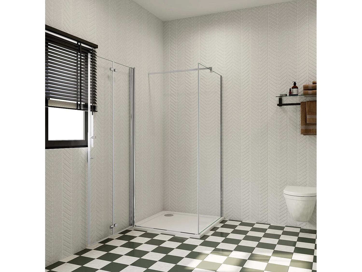 Douchecabine Opvouwbare 80x70x195cm 6mm NANO EasyClean veiligheidsglas,N-vorm:90cm stabilisator (kan worden gesneden),profiel van glanzend chroom