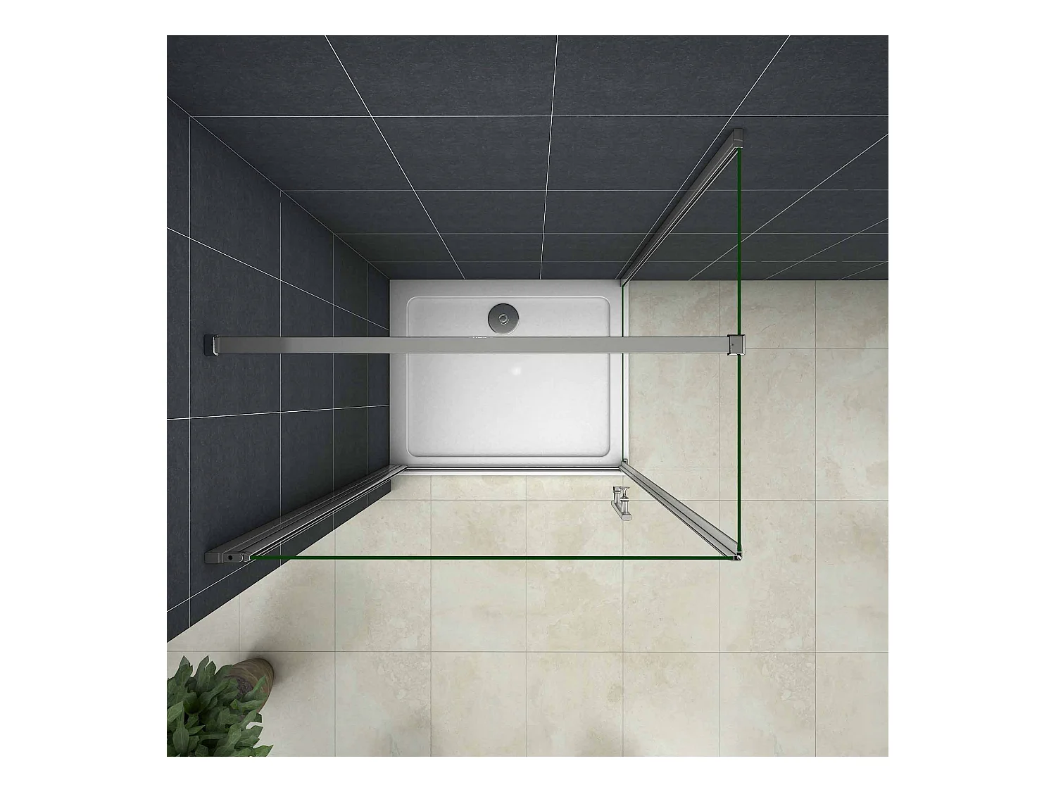 Douchecabine 90x76x195 cm,draaideur+zijwand , 6mm NANO EasyClean veiligheidsglas,chroom,90cm Stabilisatiestang