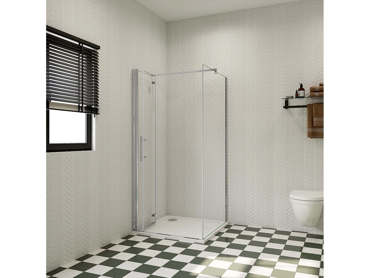 Douchecabine Opvouwbare 80x70x195cm 6mm NANO EasyClean veiligheidsglas,N-vorm:90cm stabilisator (kan worden gesneden),profiel van glanzend chroom