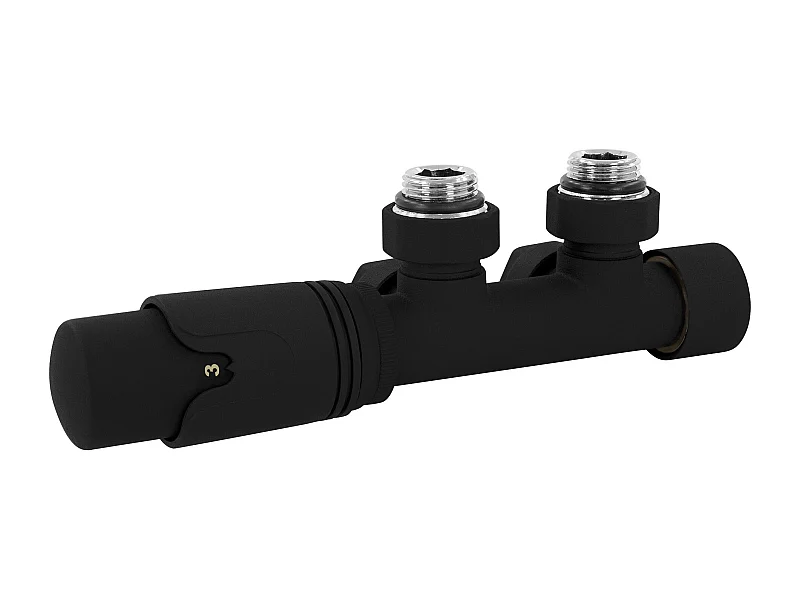 LuxeBath Set valvola termostatica per radiatore nera angolare a parete incl. termostato per termosifone da bagno kit di raccordo per calorifero