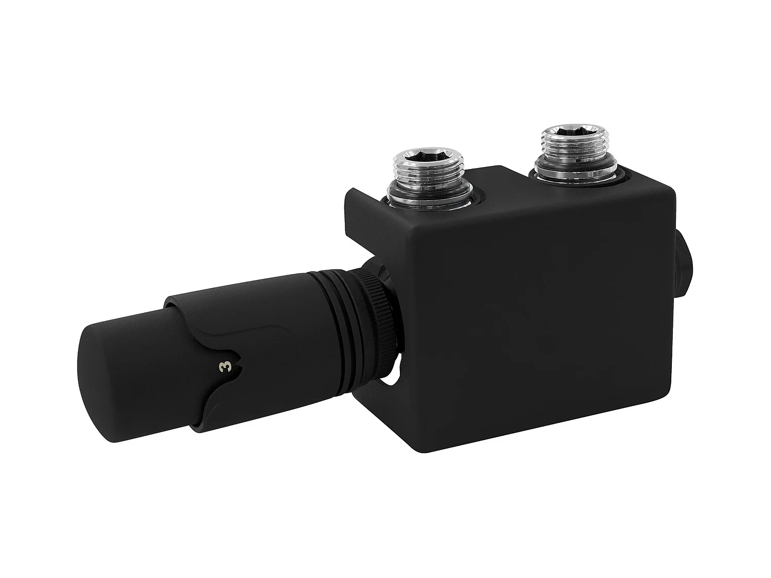 LuxeBath Set valvola termostatica per radiatore nera universale angolare e passante incl. termostato per termosifone da bagno raccordo per calorifero