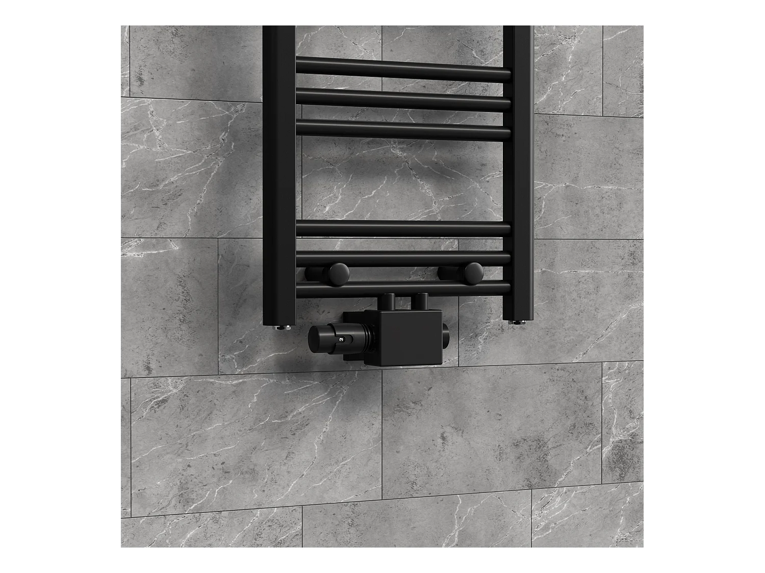 LuxeBath Set valvola termostatica per radiatore nera universale angolare e passante incl. termostato per termosifone da bagno raccordo per calorifero