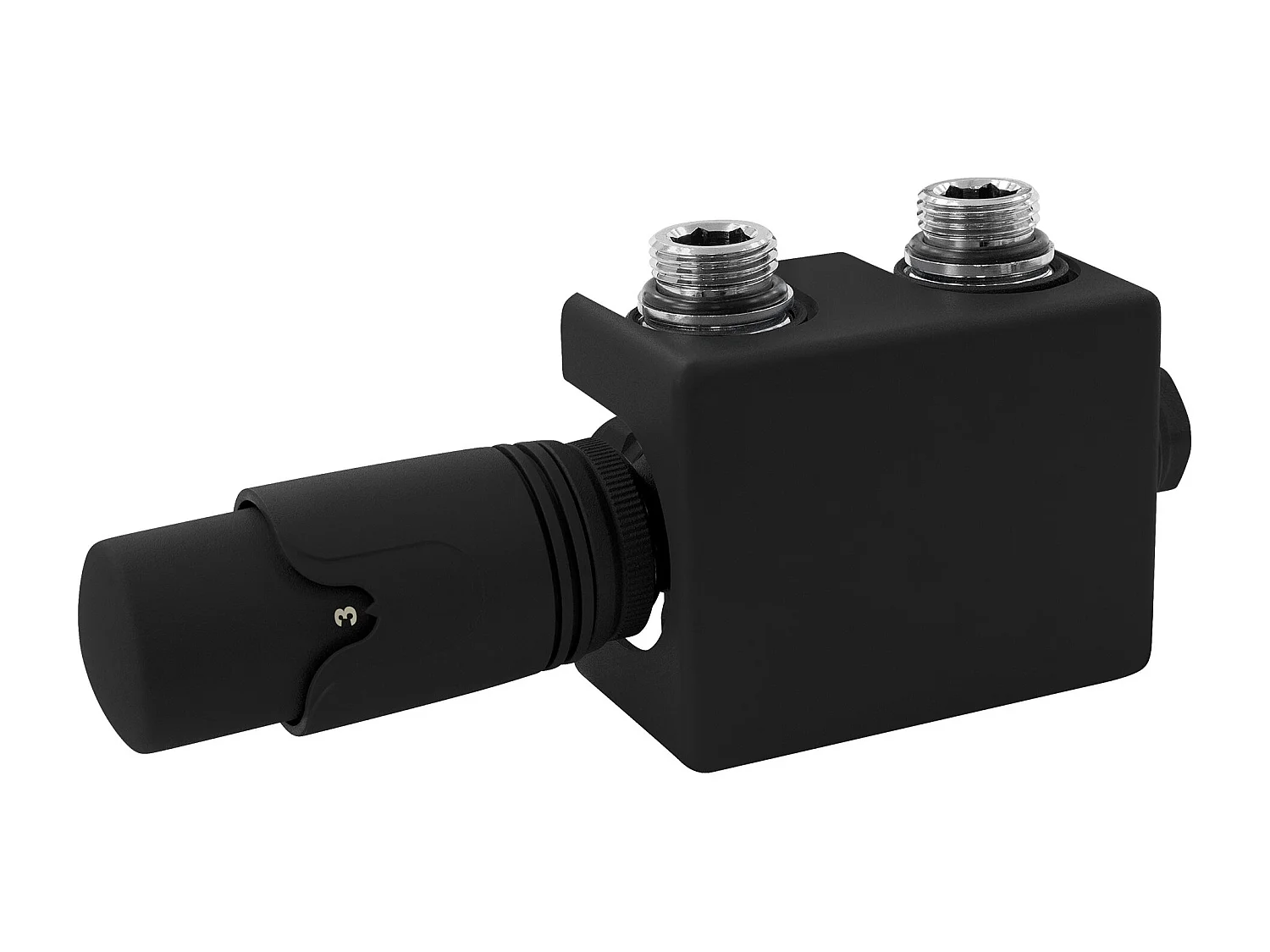 LuxeBath Juego griferia multiblock negro universal cabezal termostático para radiador baño conexión central, bloques grifos y válvula para calefactor