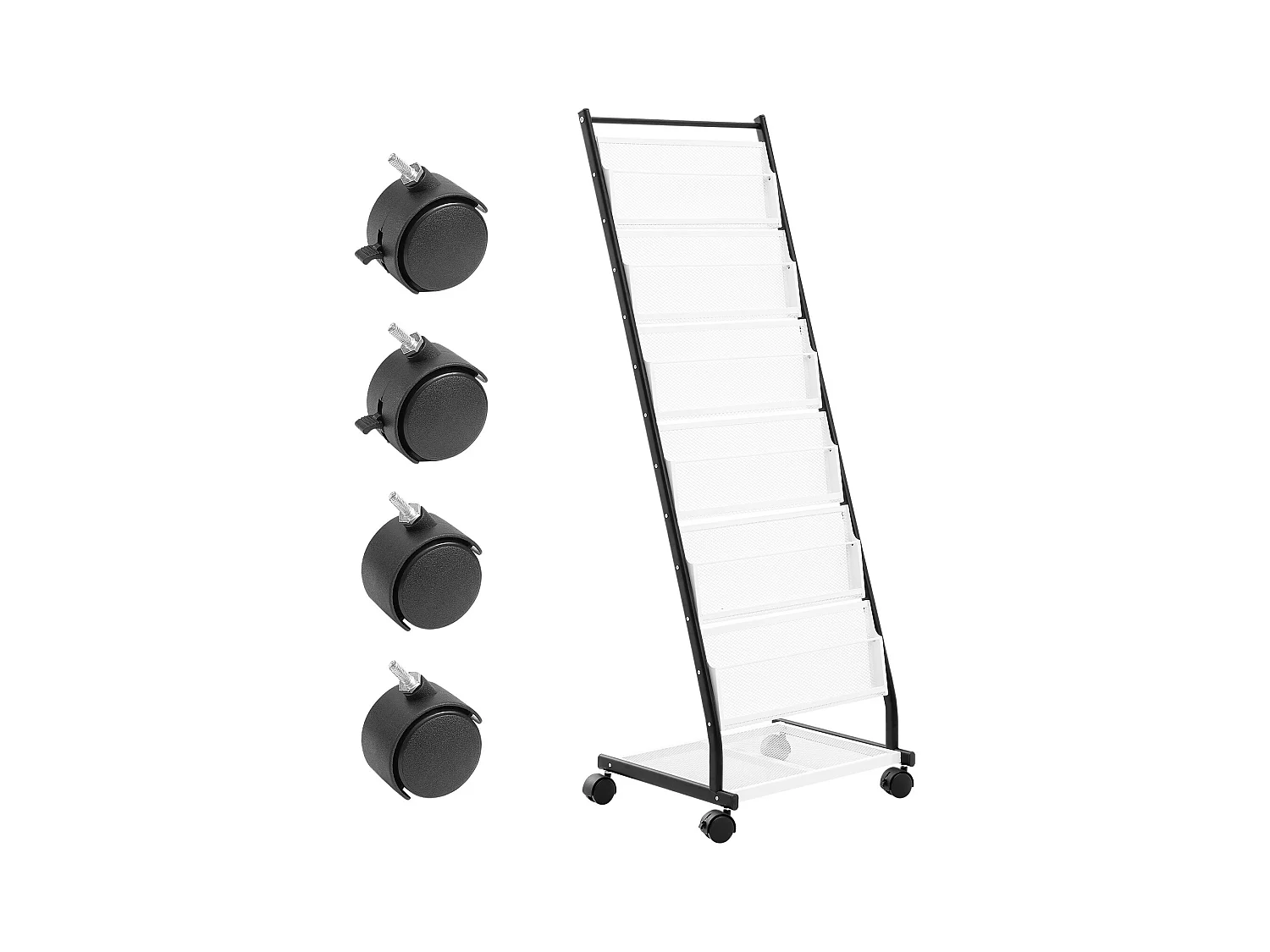 Porte-Brochures SucceBuy, à 6 Niveaux, Présentoir de Magazines à 4 Roues pour le Bureau