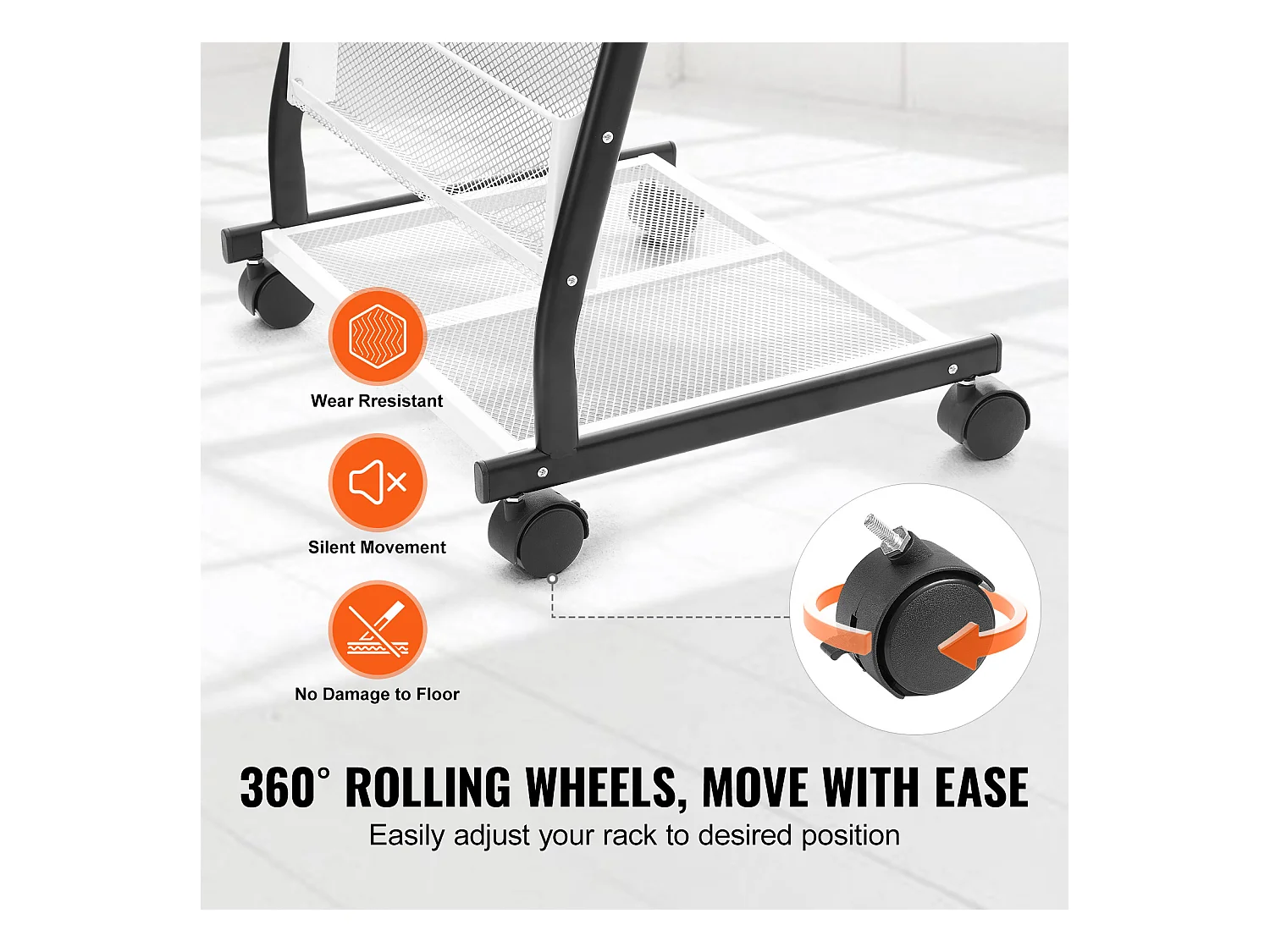 Porte-Brochures SucceBuy, à 6 Niveaux, Présentoir de Magazines à 4 Roues pour le Bureau