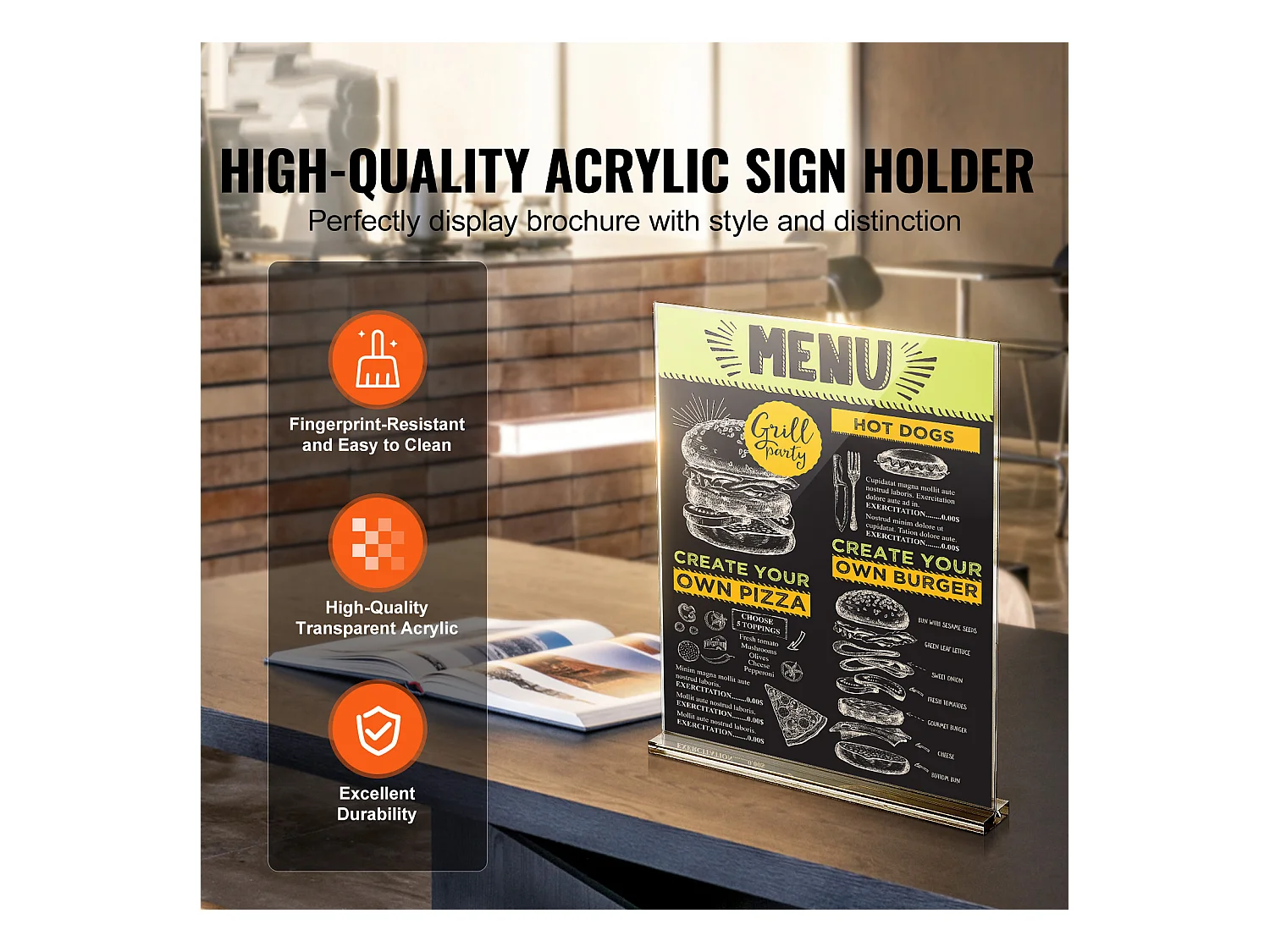 Porte-Brochures en Acrylique SucceBuy, 21,6 x 27,9 cm, Lot de 6, Support d'Affichage Double Face