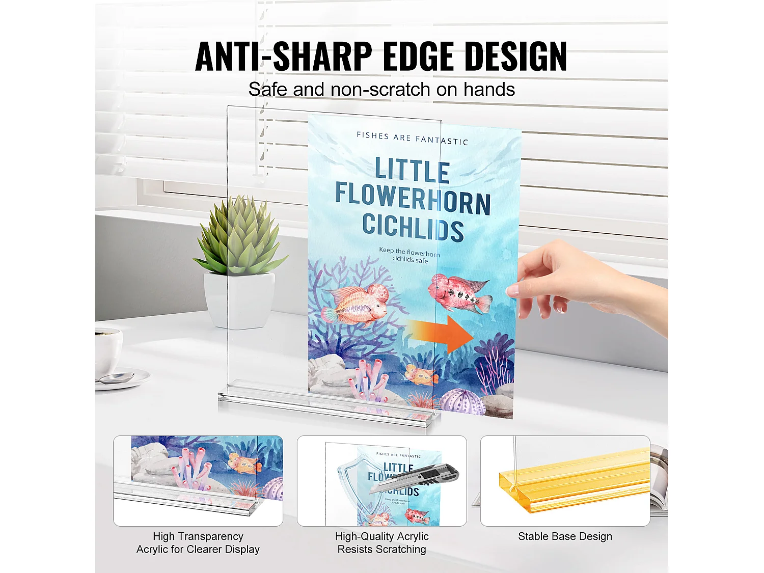 Porte-Brochures en Acrylique SucceBuy, 21,6 x 27,9 cm, Lot de 6, Support d'Affichage Double Face