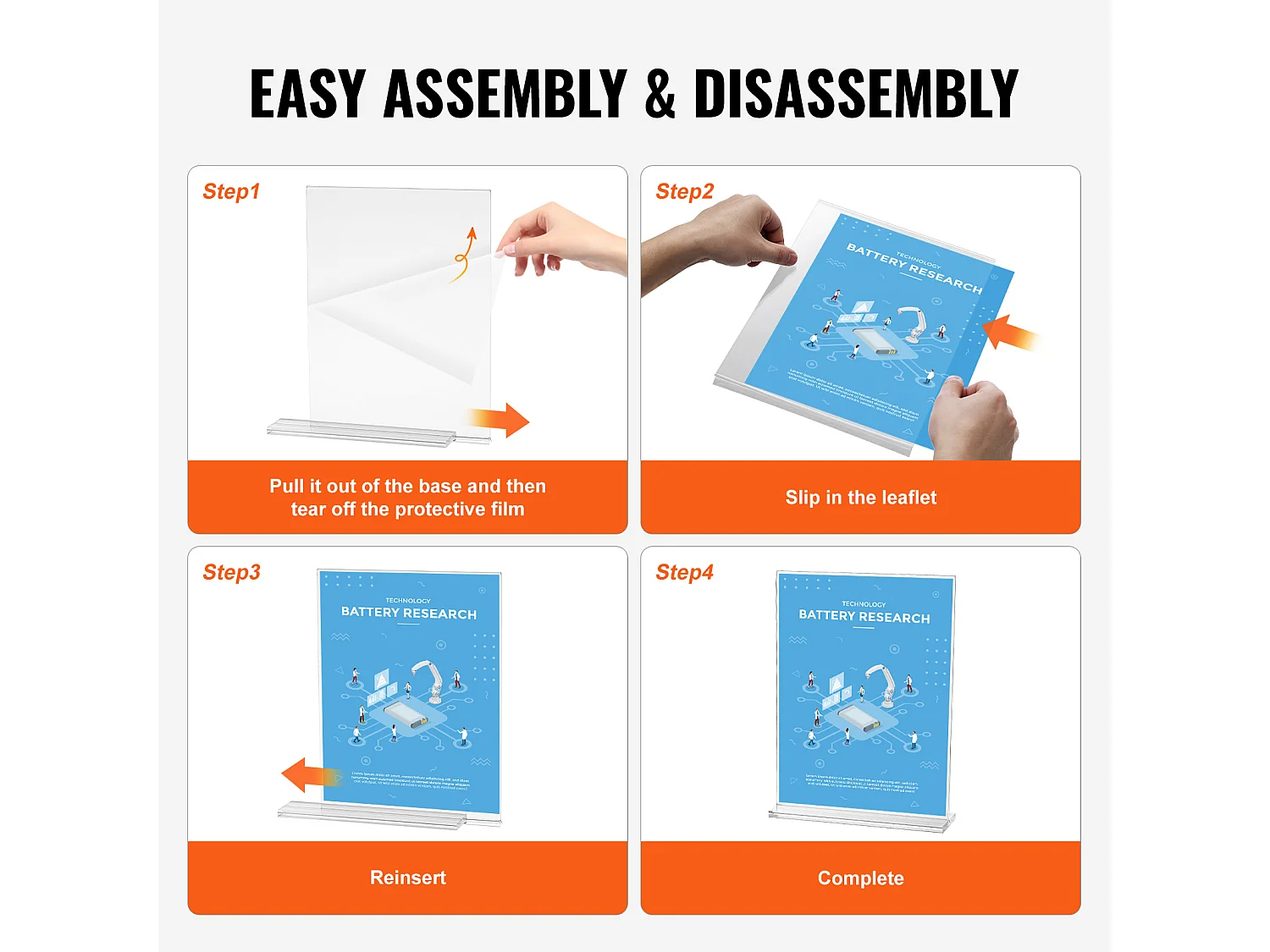 Porte-Brochures en Acrylique SucceBuy, 21,6 x 27,9 cm, Lot de 6, Support d'Affichage Double Face