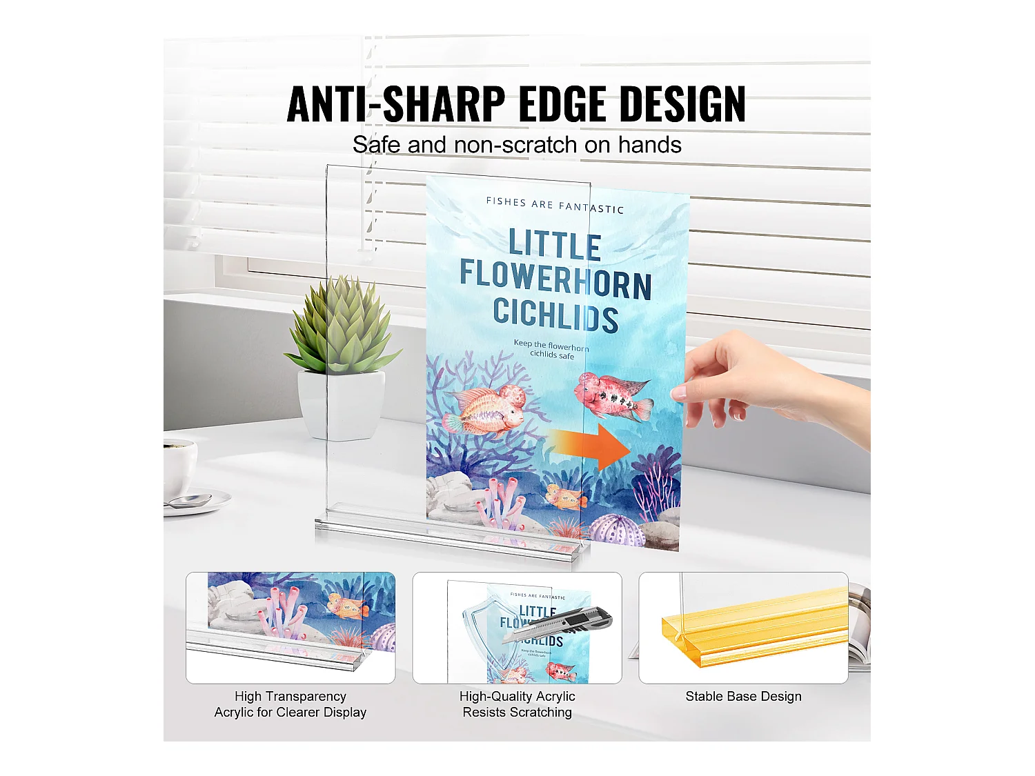 Portafolletos de Acrílico SucceBuy, 21,6 x 27,9 cm, Pack de 6, Soporte de Exhibición Doble Cara