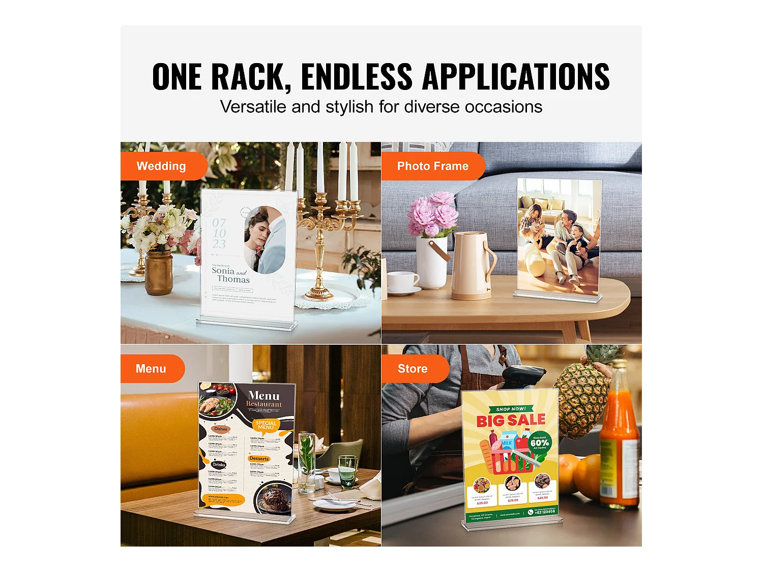 Portafolletos de Acrílico SucceBuy, 21,6 x 27,9 cm, Pack de 6, Soporte de Exhibición Doble Cara