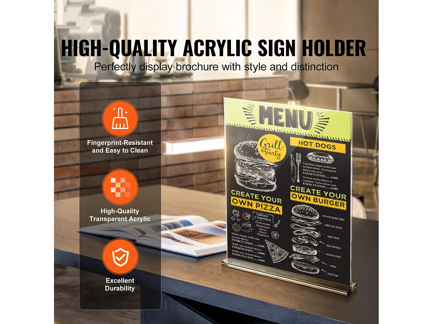 Portafolletos de Acrílico SucceBuy, 21,6 x 27,9 cm, Pack de 6, Soporte de Exhibición Doble Cara