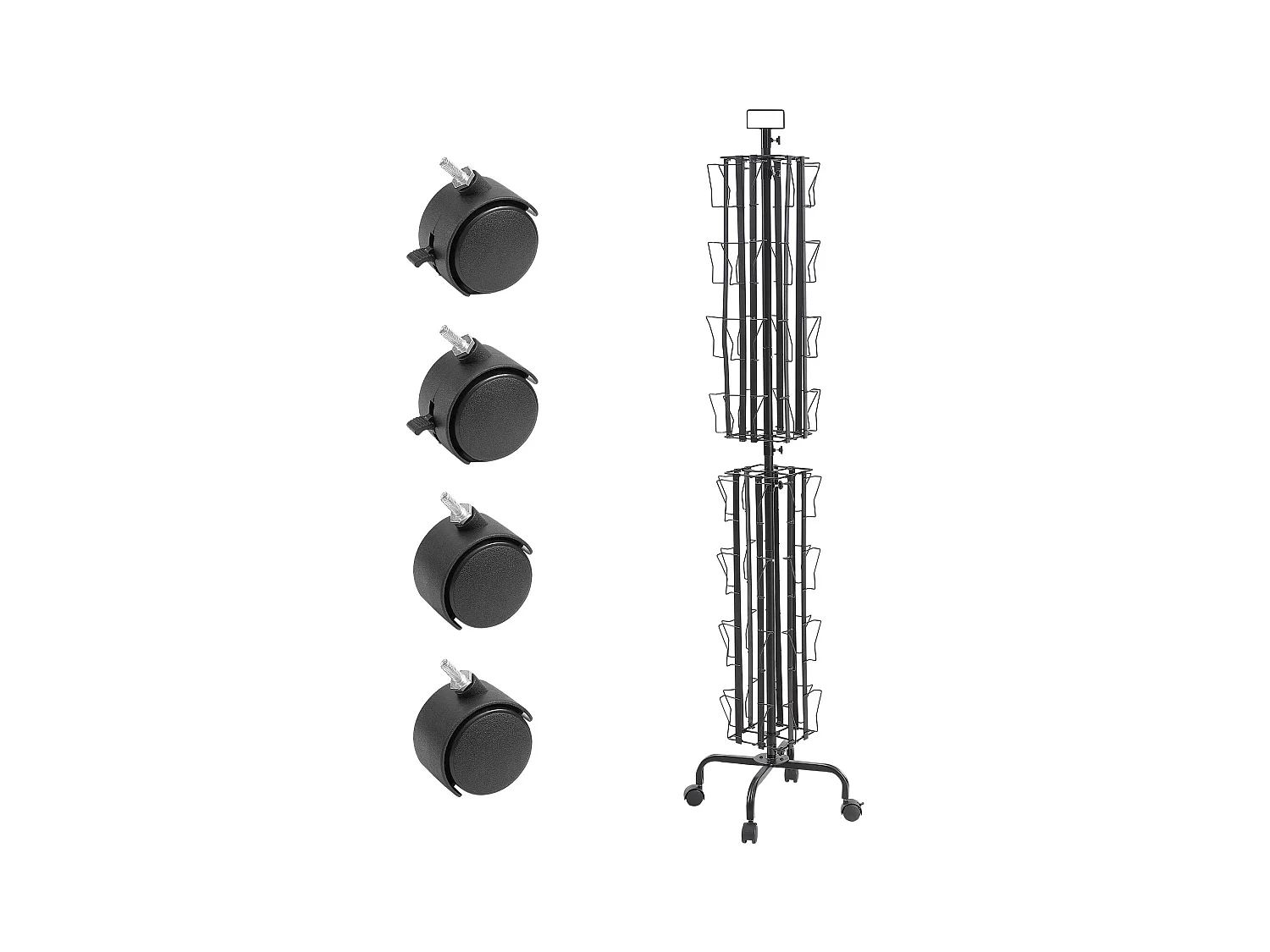 Présentoir de Cartes SucceBuy, Vœux à 32 Poches, Support Rotatif pour Cartes Postales avec 4 Roues