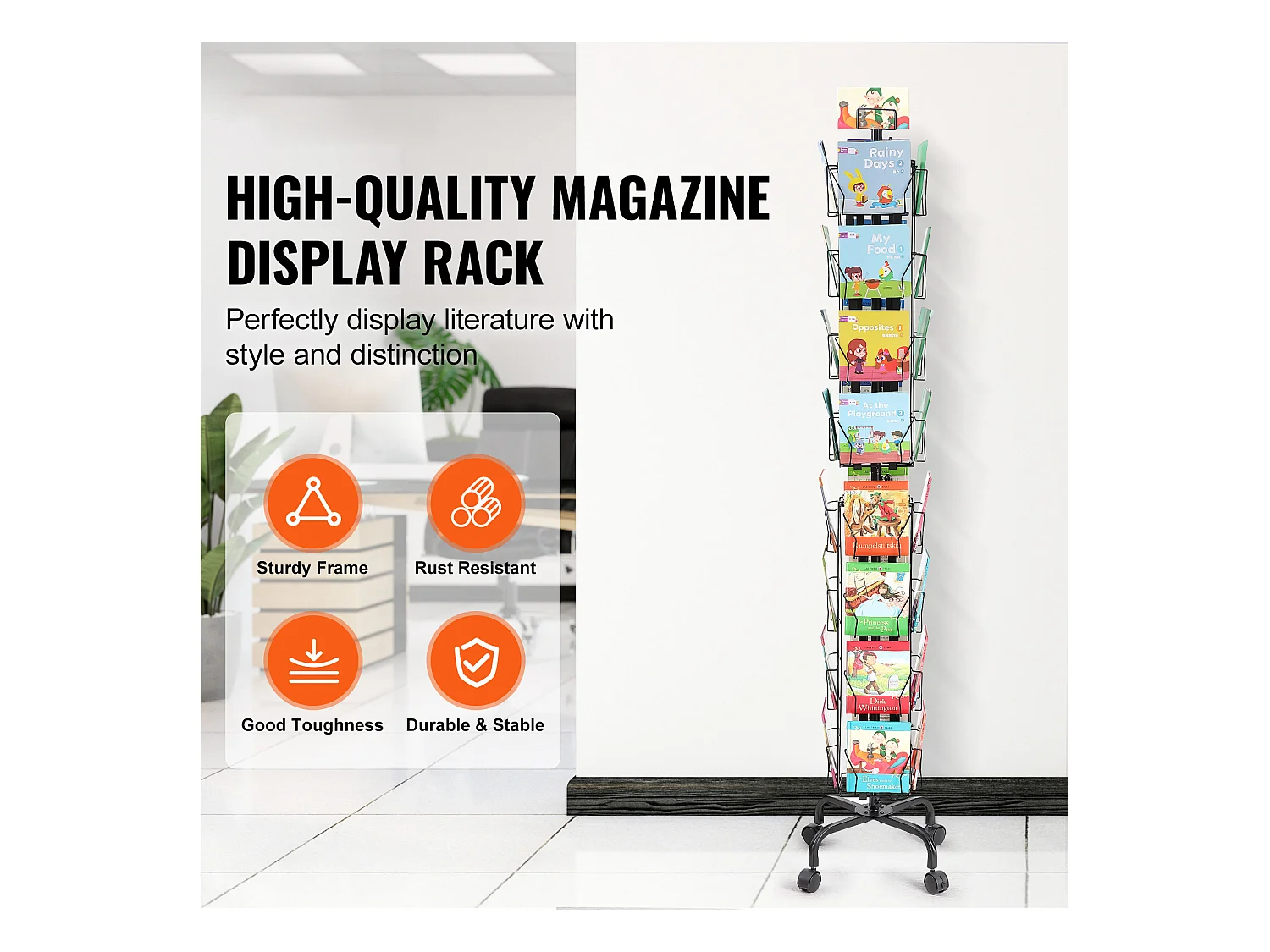 Présentoir de Cartes SucceBuy, Vœux à 32 Poches, Support Rotatif pour Cartes Postales avec 4 Roues