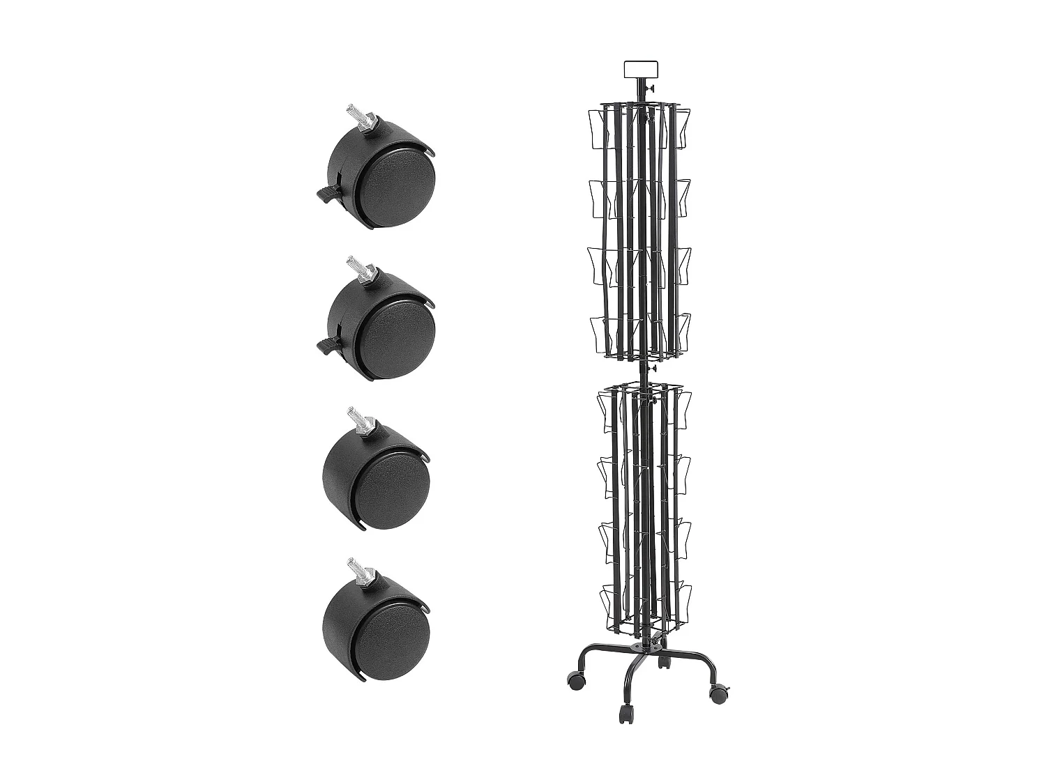 Présentoir de Cartes SucceBuy, Vœux à 32 Poches, Support Rotatif pour Cartes Postales avec 4 Roues