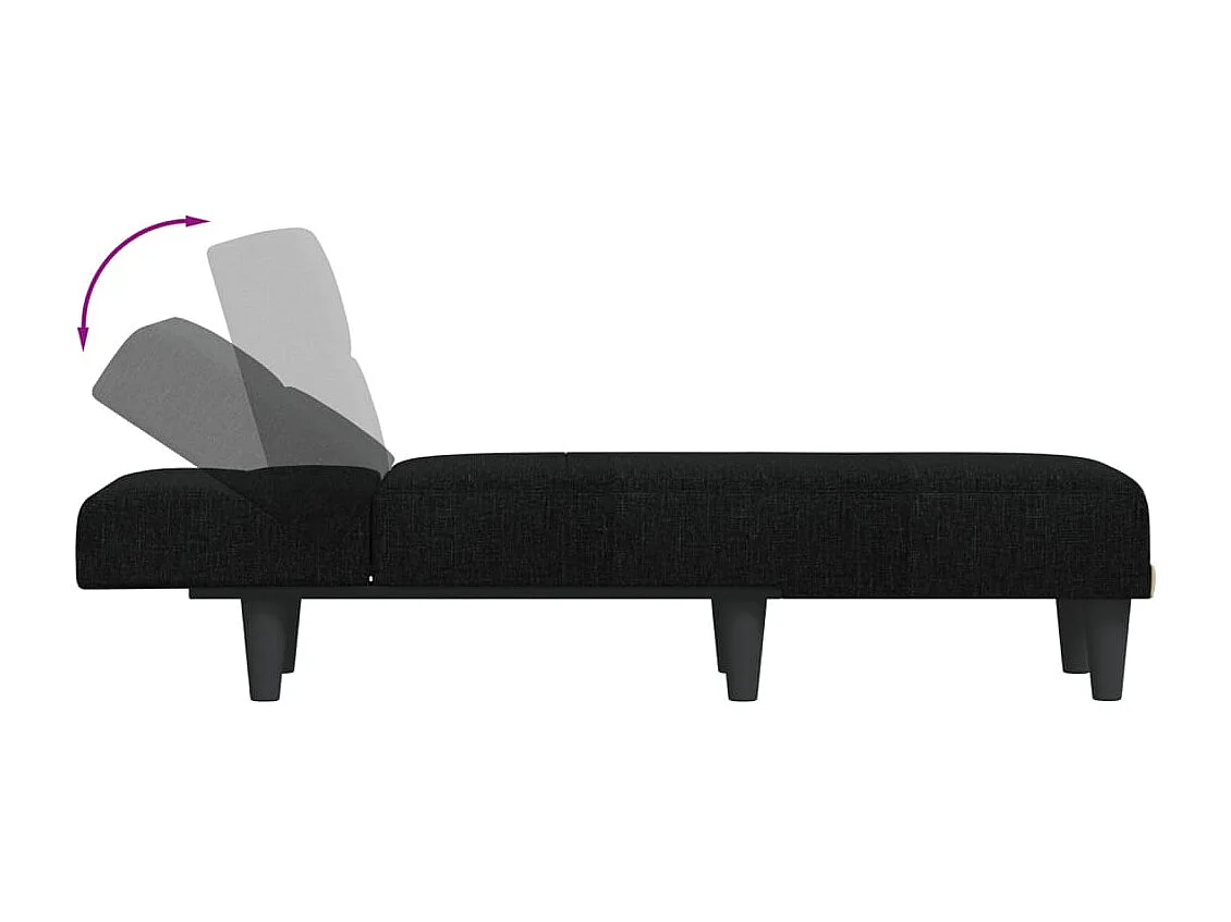 Méridienne chaise longue 55 tissu noire 55 x 155 x 33 cm DEC026206