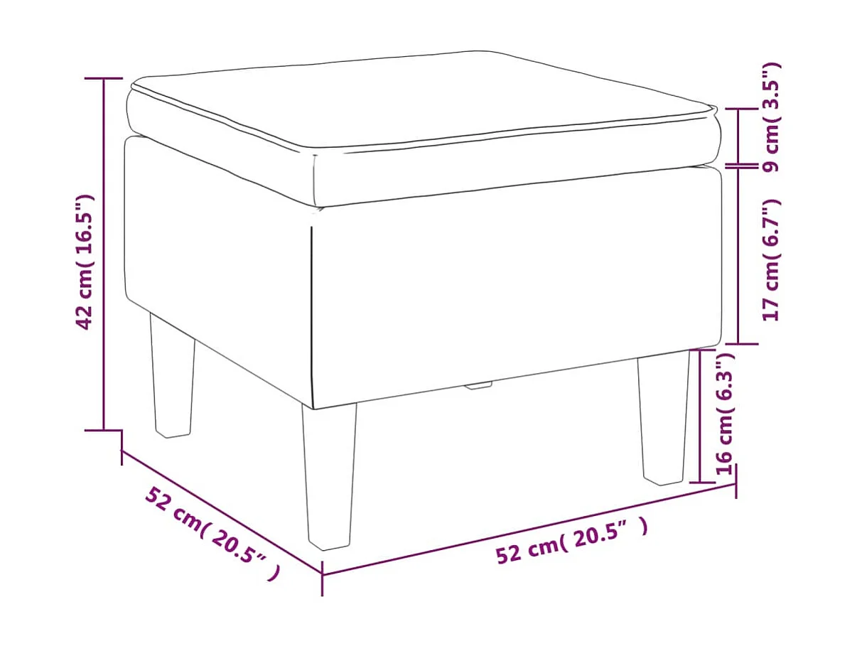 Tabouret assise pouf avec bois bleue 52 x 52 x 42 cm DEC026294